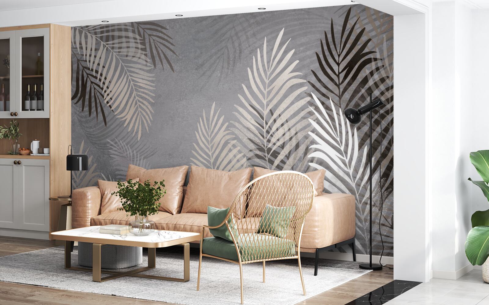 Fototapeta duże cienkie liście są białe