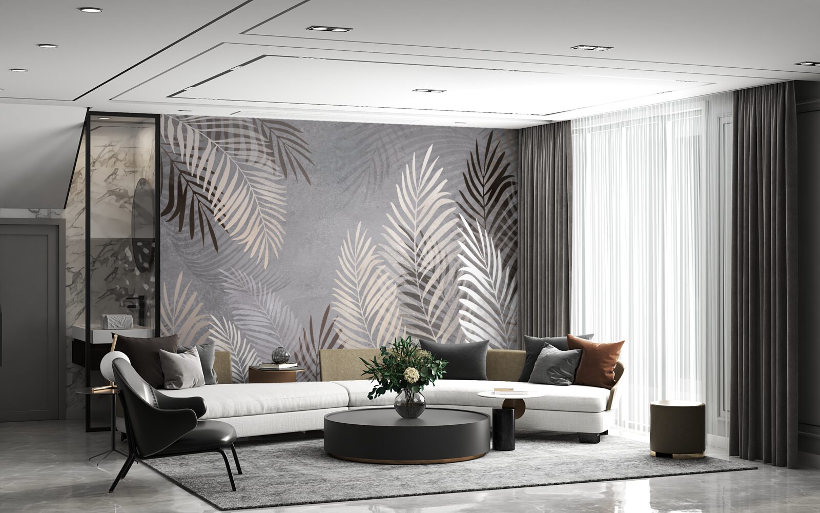 Fototapeta duże cienkie liście są białe