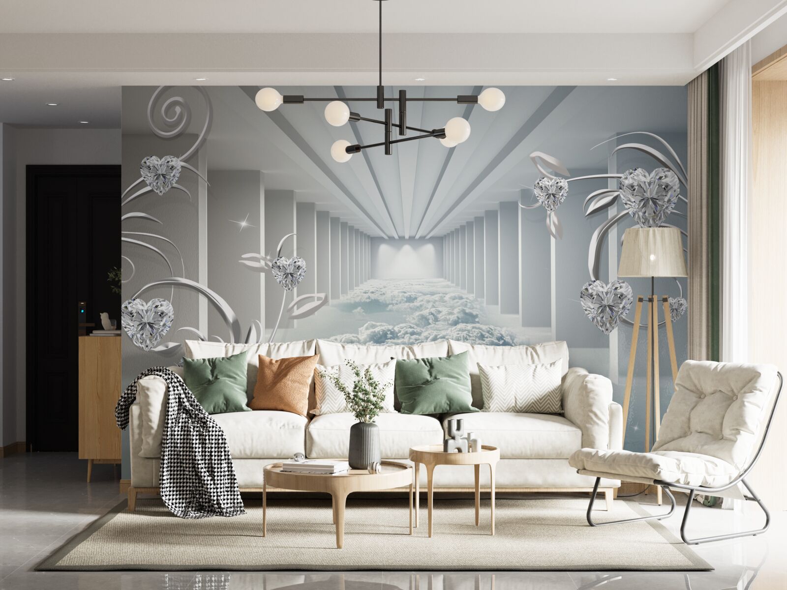 Fototapeta długi biały korytarz