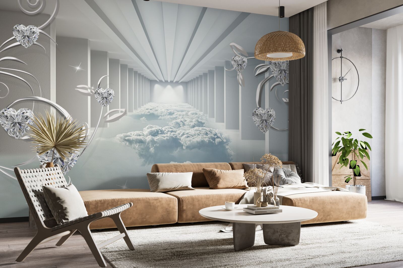 Fototapeta długi biały korytarz