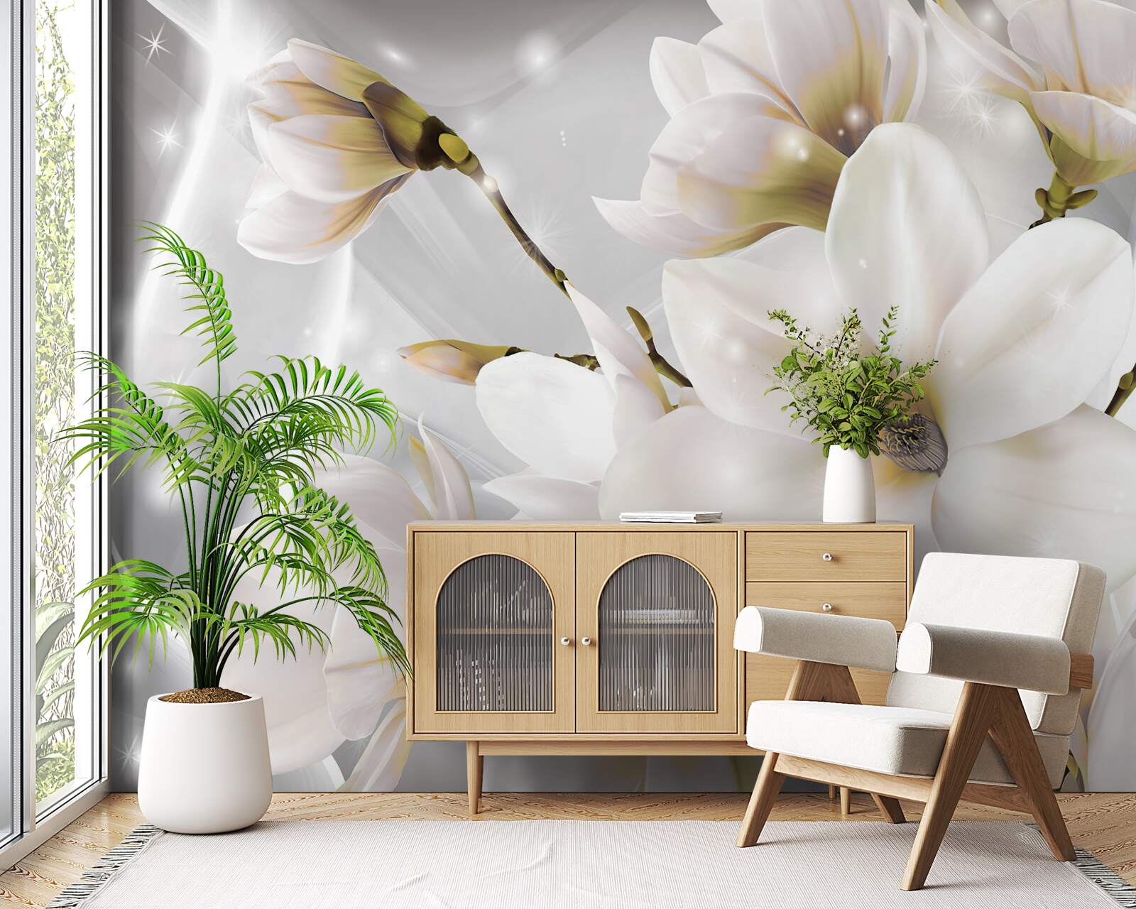 Fototapeta białe kwiaty o niesamowitej wielkości