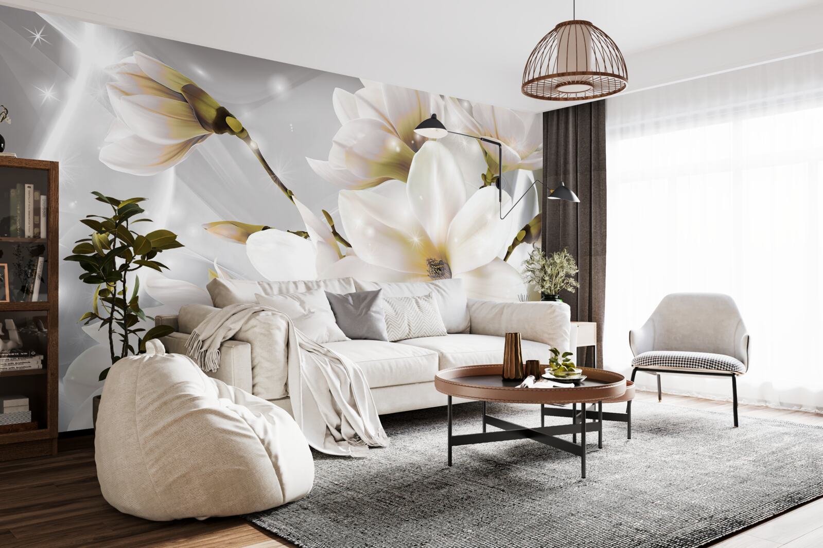 Fototapeta białe kwiaty o niesamowitej wielkości