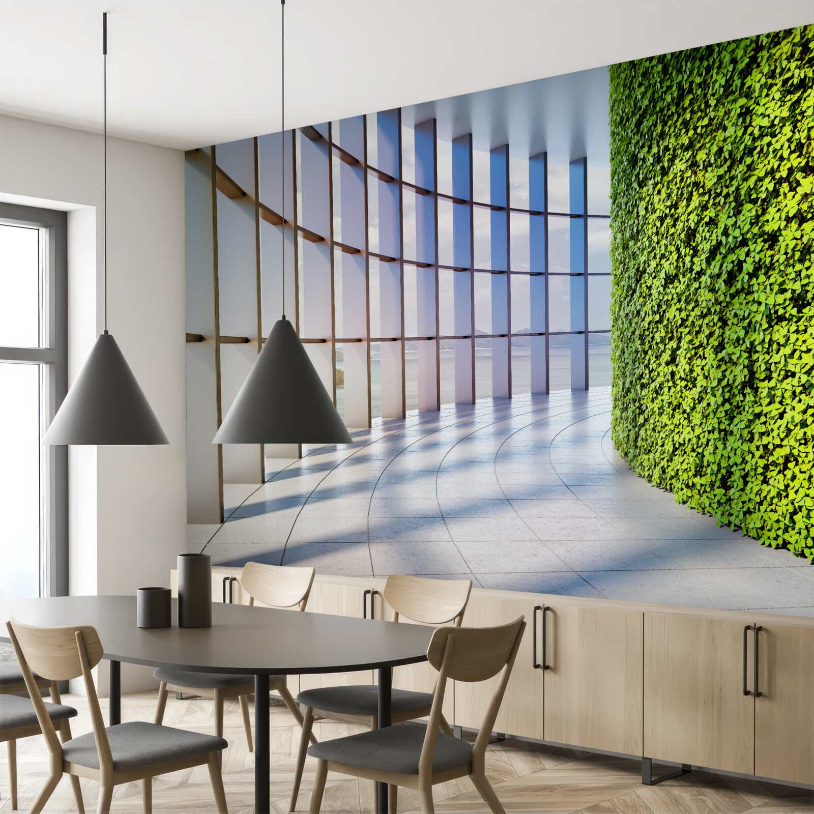 Fototapeta budynek biurowy z zieloną ścianą