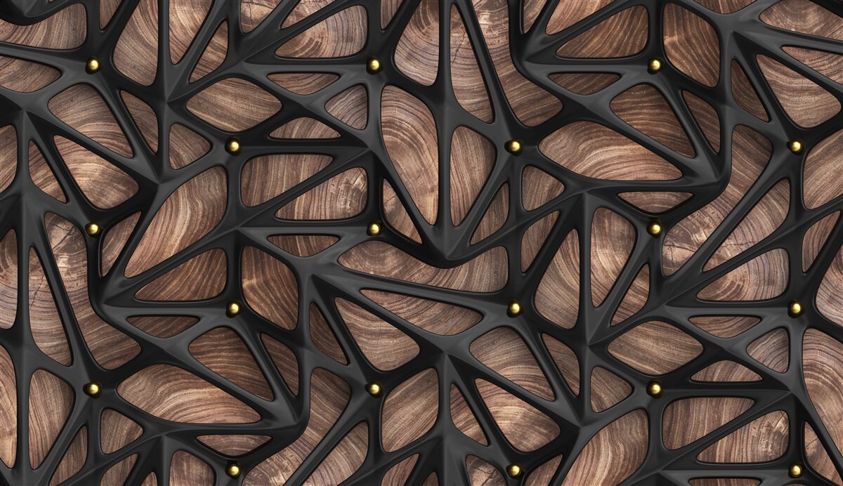 Fototapeta drewniane tło ozdobione jest czarnym wzorem