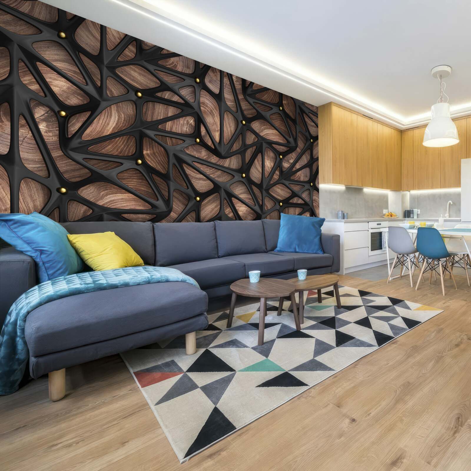 Fototapeta drewniane tło ozdobione jest czarnym wzorem