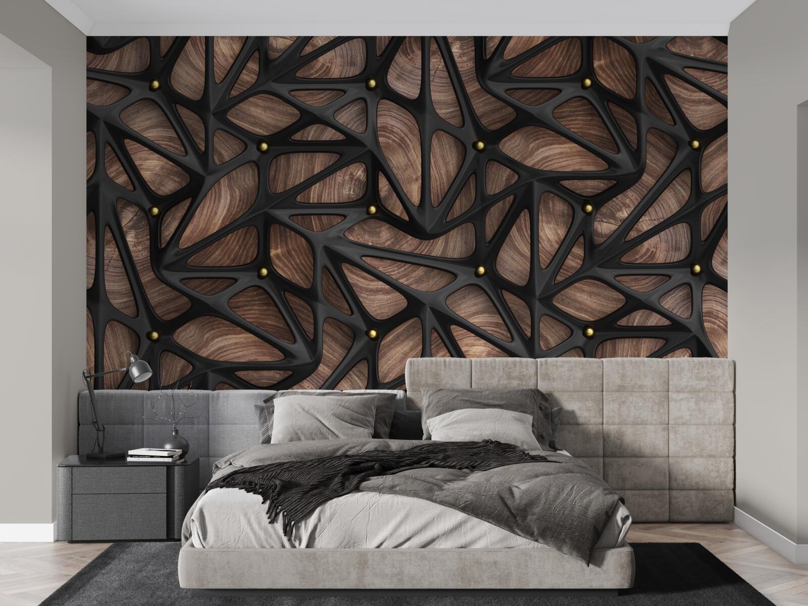 Fototapeta drewniane tło ozdobione jest czarnym wzorem