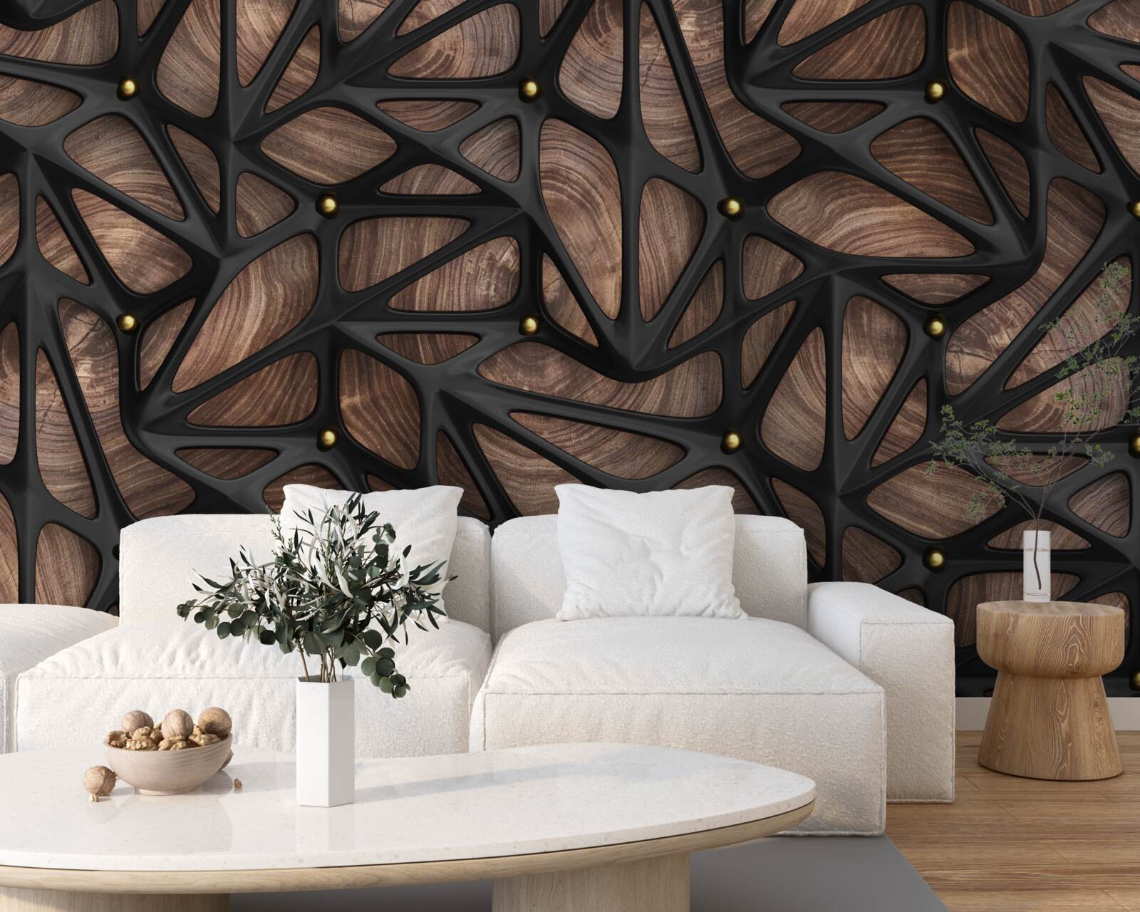 Fototapeta drewniane tło ozdobione jest czarnym wzorem