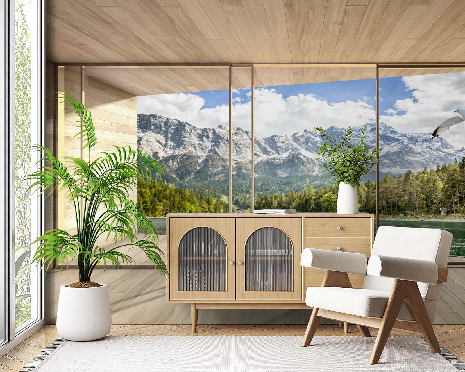 Fototapeta zapierający dech w piersiach krajobraz rzeki i gór