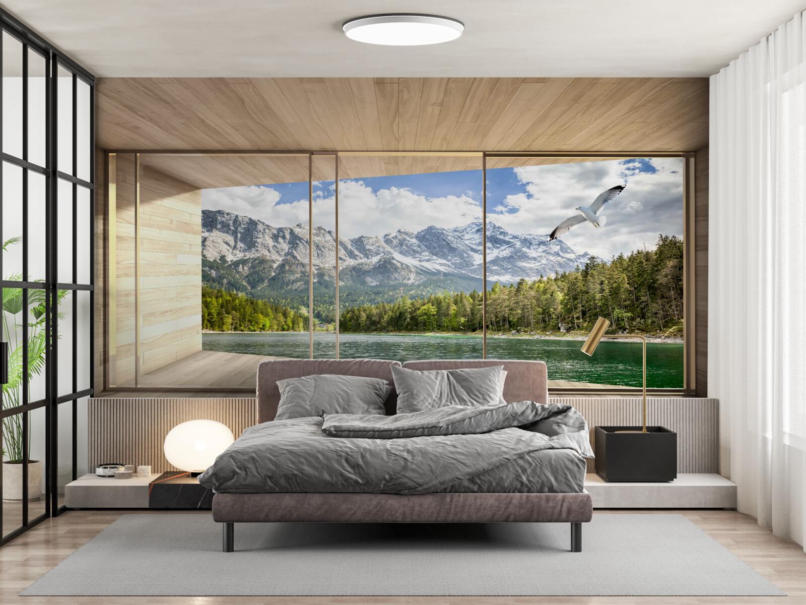 Fototapeta zapierający dech w piersiach krajobraz rzeki i gór