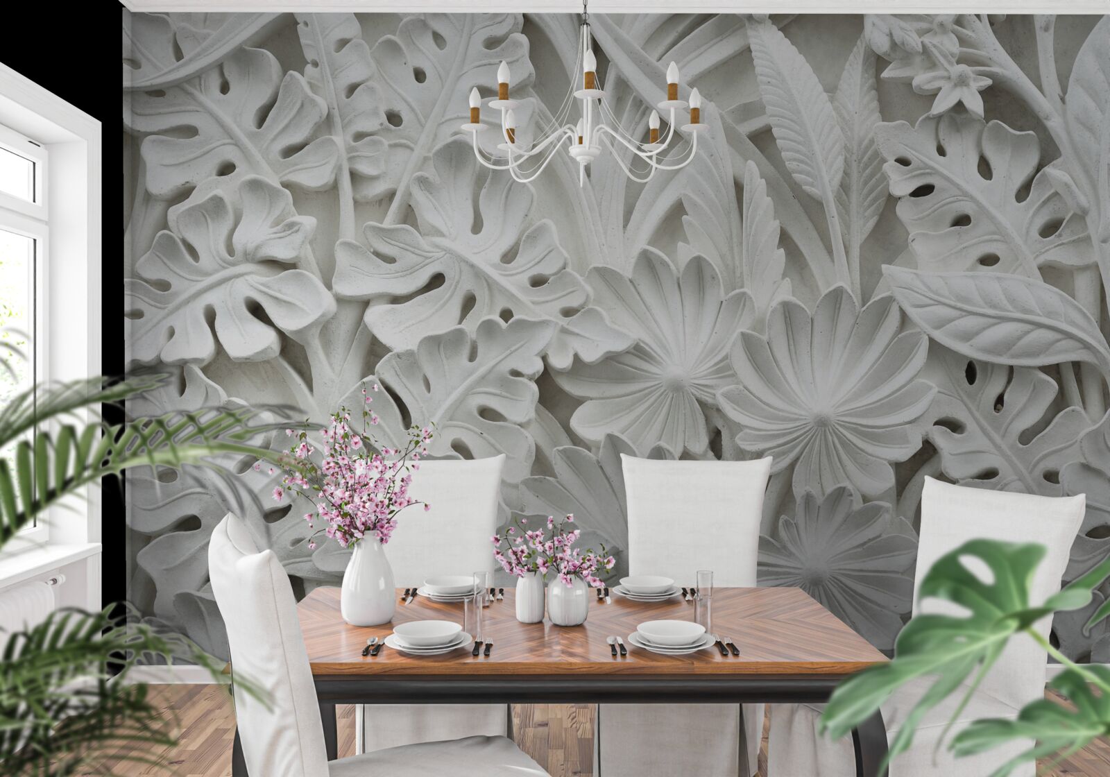 Fototapeta różne białe liście tropikalne