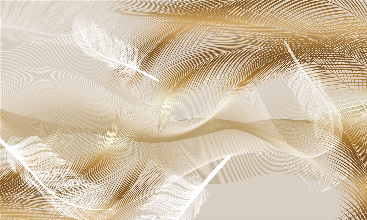 Fototapeta złote gałęzie i białe puch