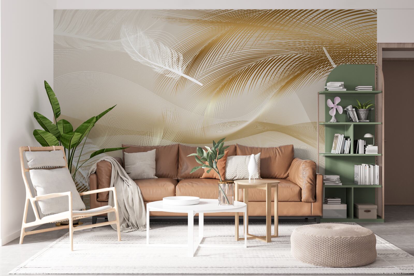 Fototapeta złote gałęzie i białe puch