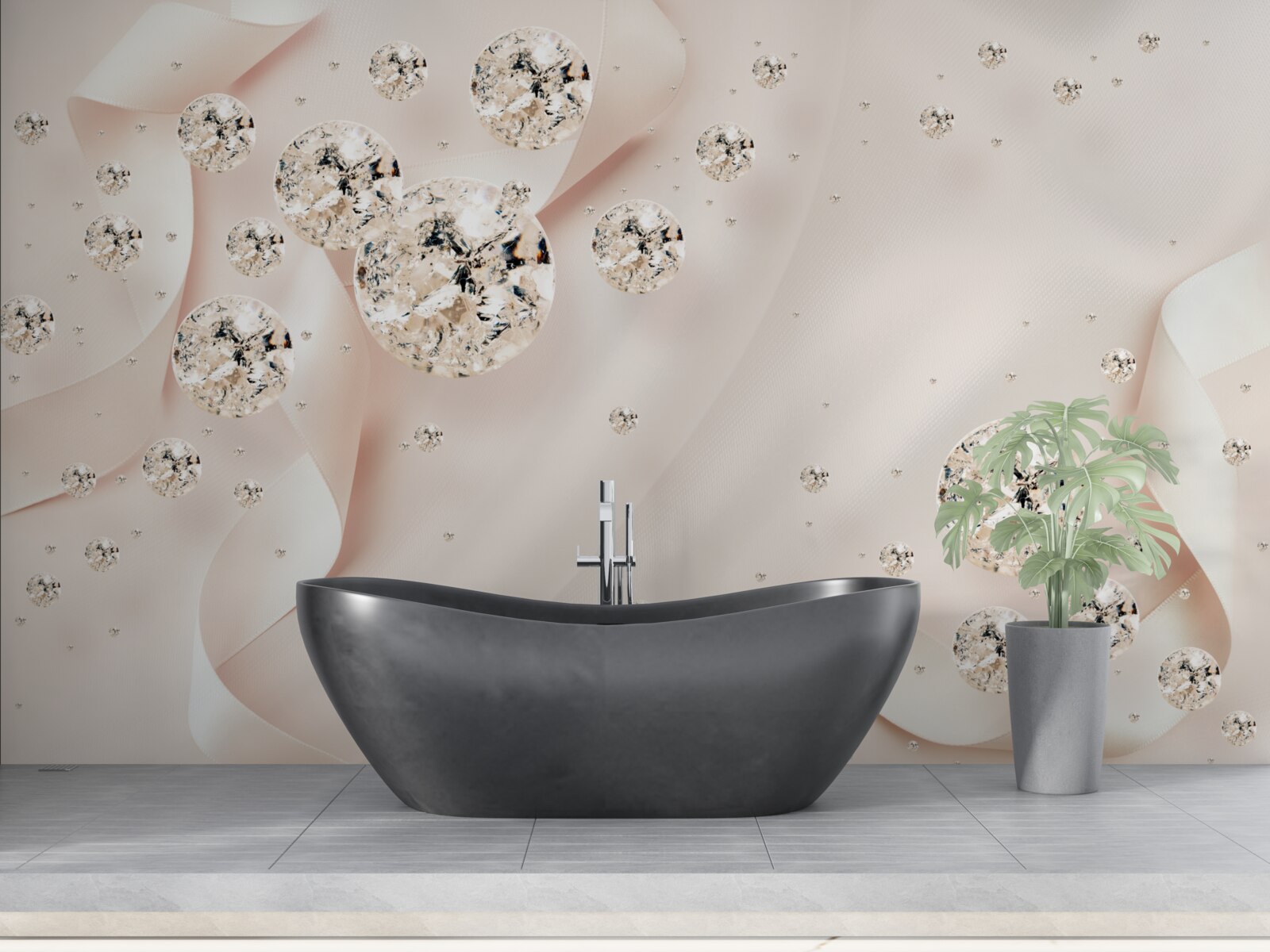 Fototapeta białe diamenty zachwycają na delikatnym różowym tle