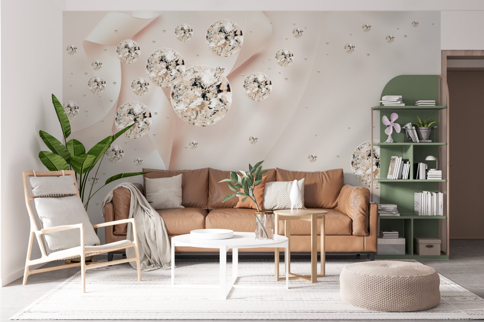 Fototapeta białe diamenty zachwycają na delikatnym różowym tle