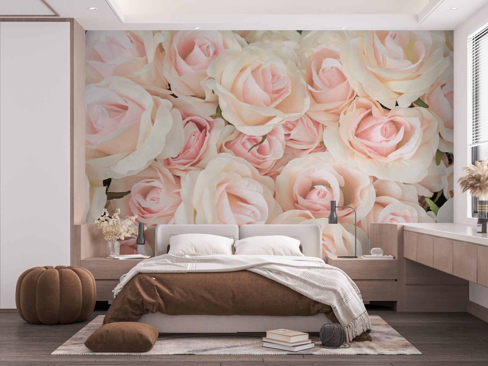 Fototapeta wiele delikatnych różowych róż