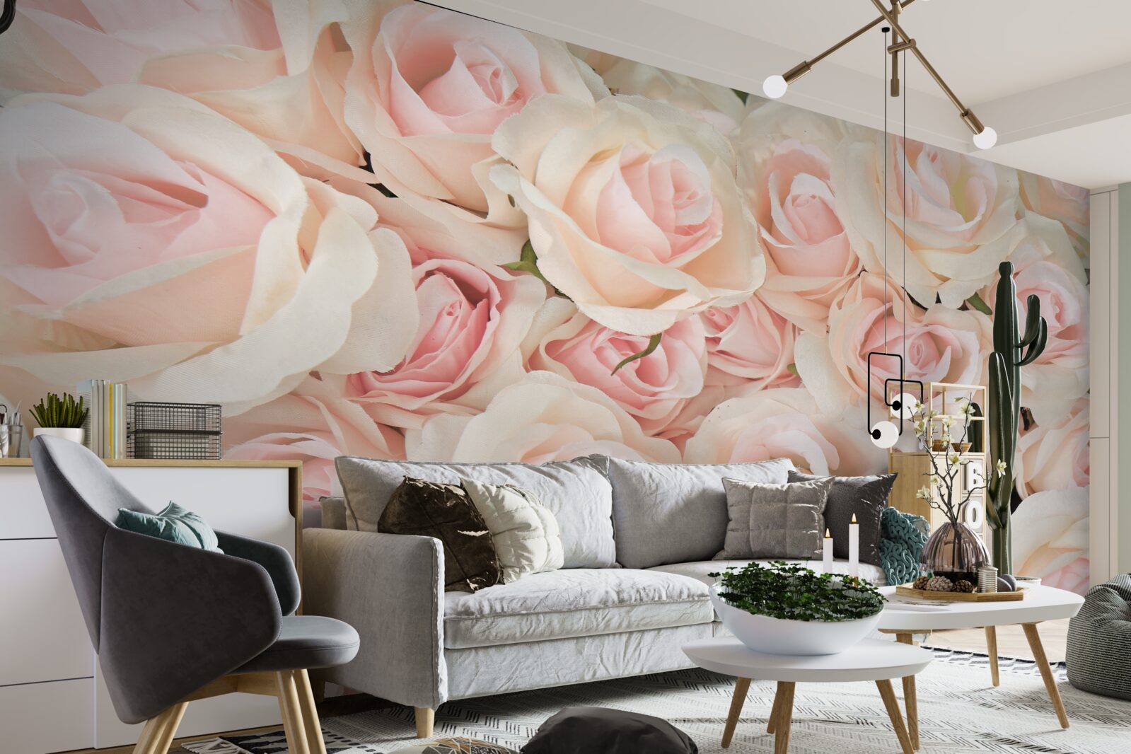 Fototapeta wiele delikatnych różowych róż