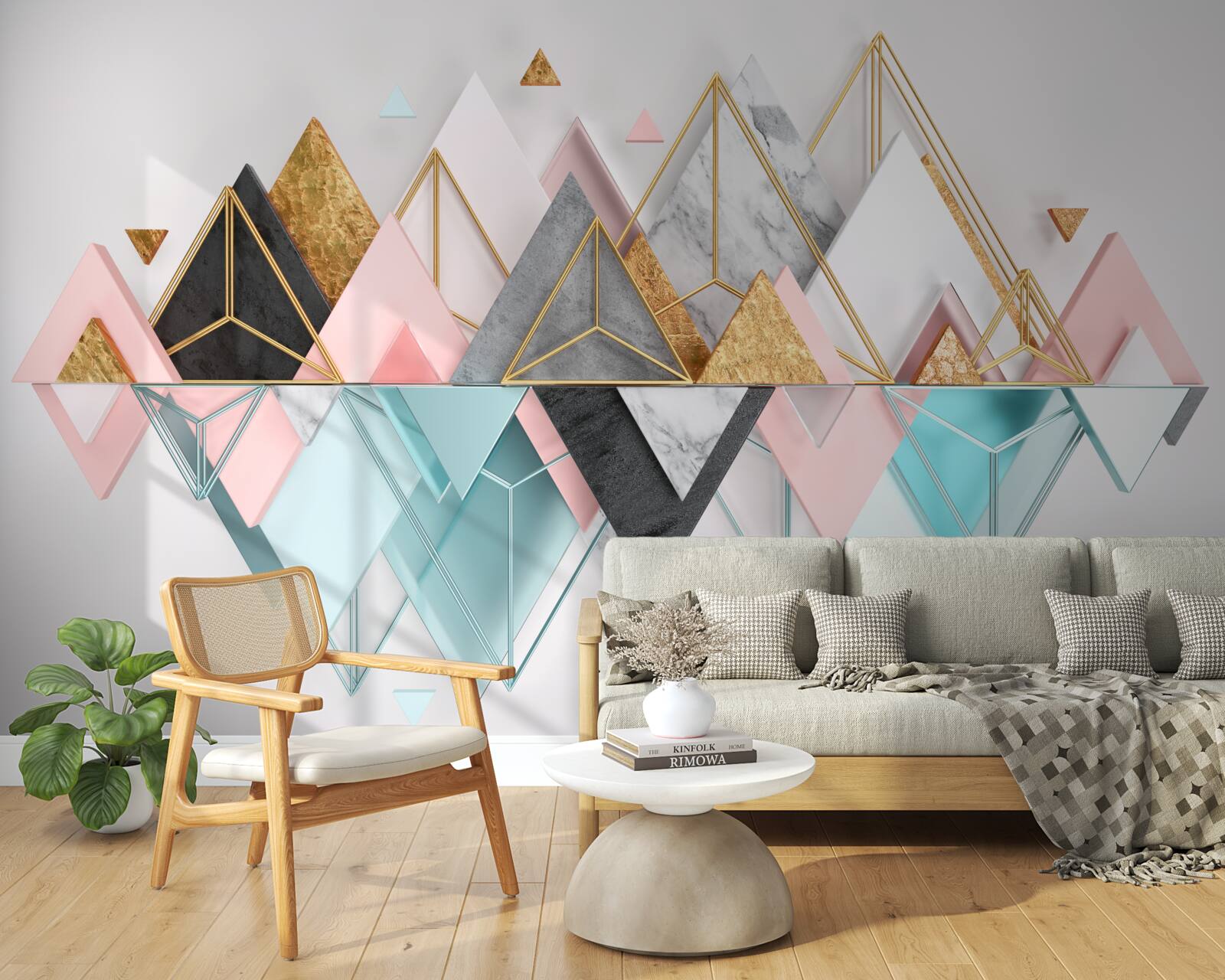 Fototapeta abstrakcyjne obrazy w postaci wielobarwnych trójkątów