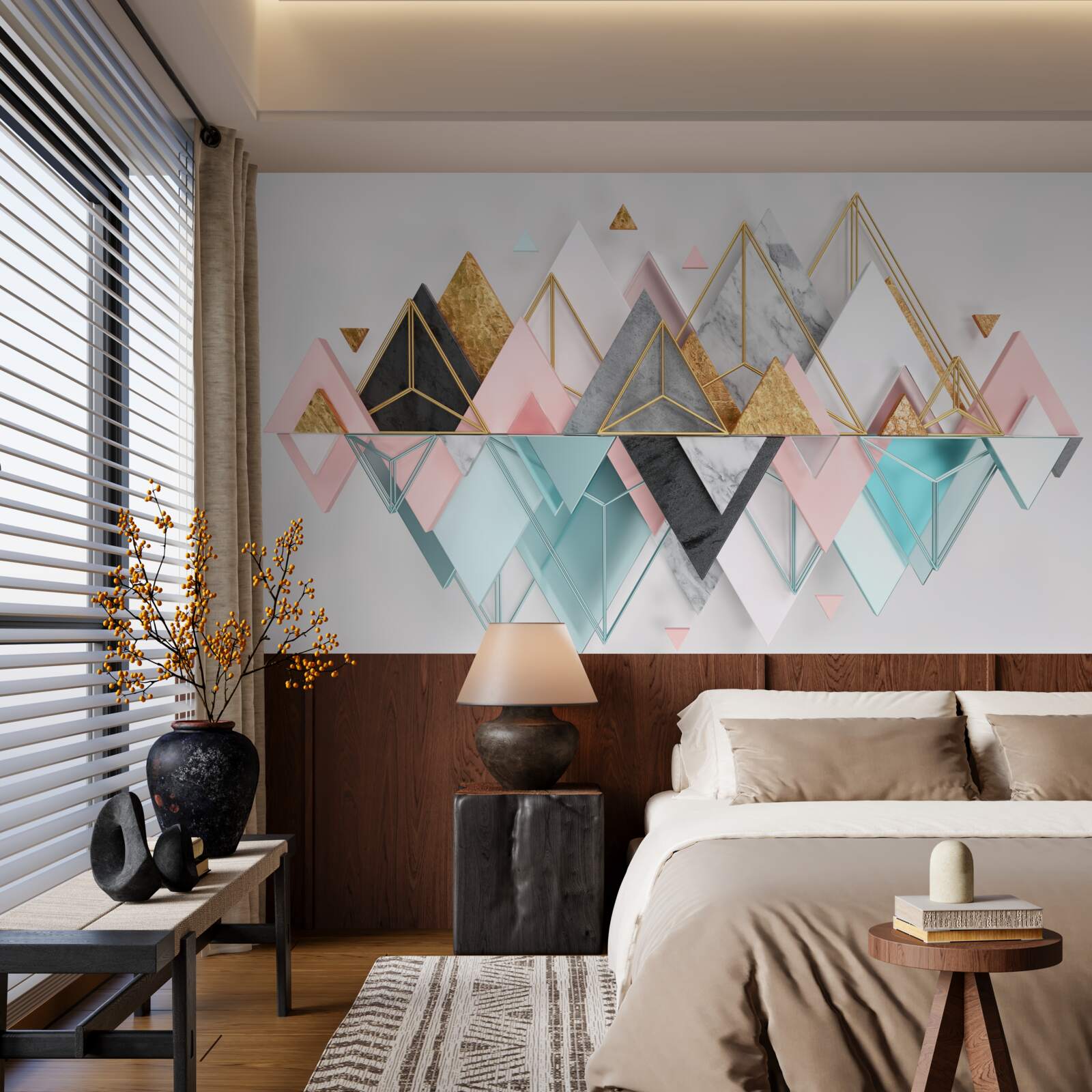 Fototapeta abstrakcyjne obrazy w postaci wielobarwnych trójkątów