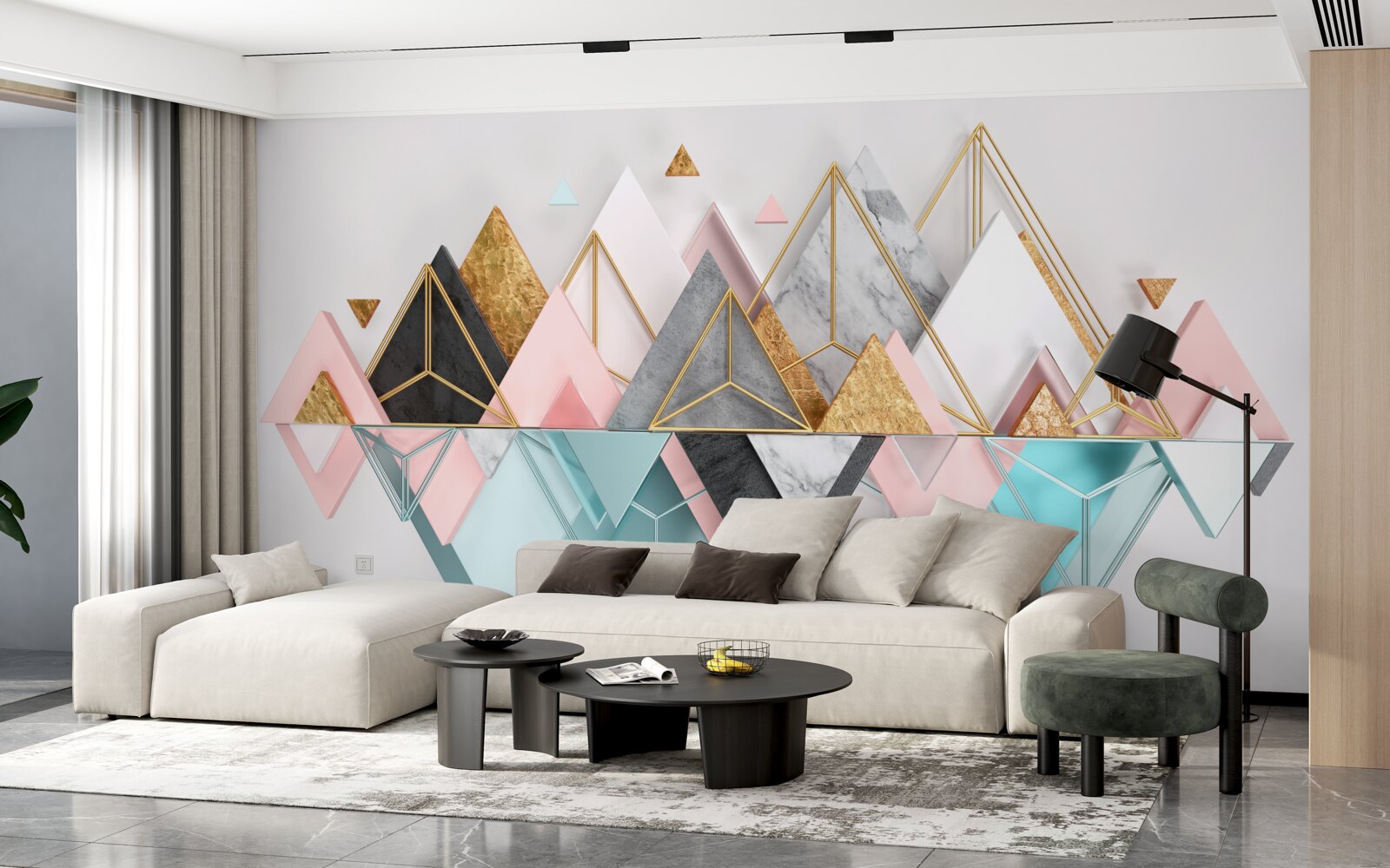 Fototapeta abstrakcyjne obrazy w postaci wielobarwnych trójkątów