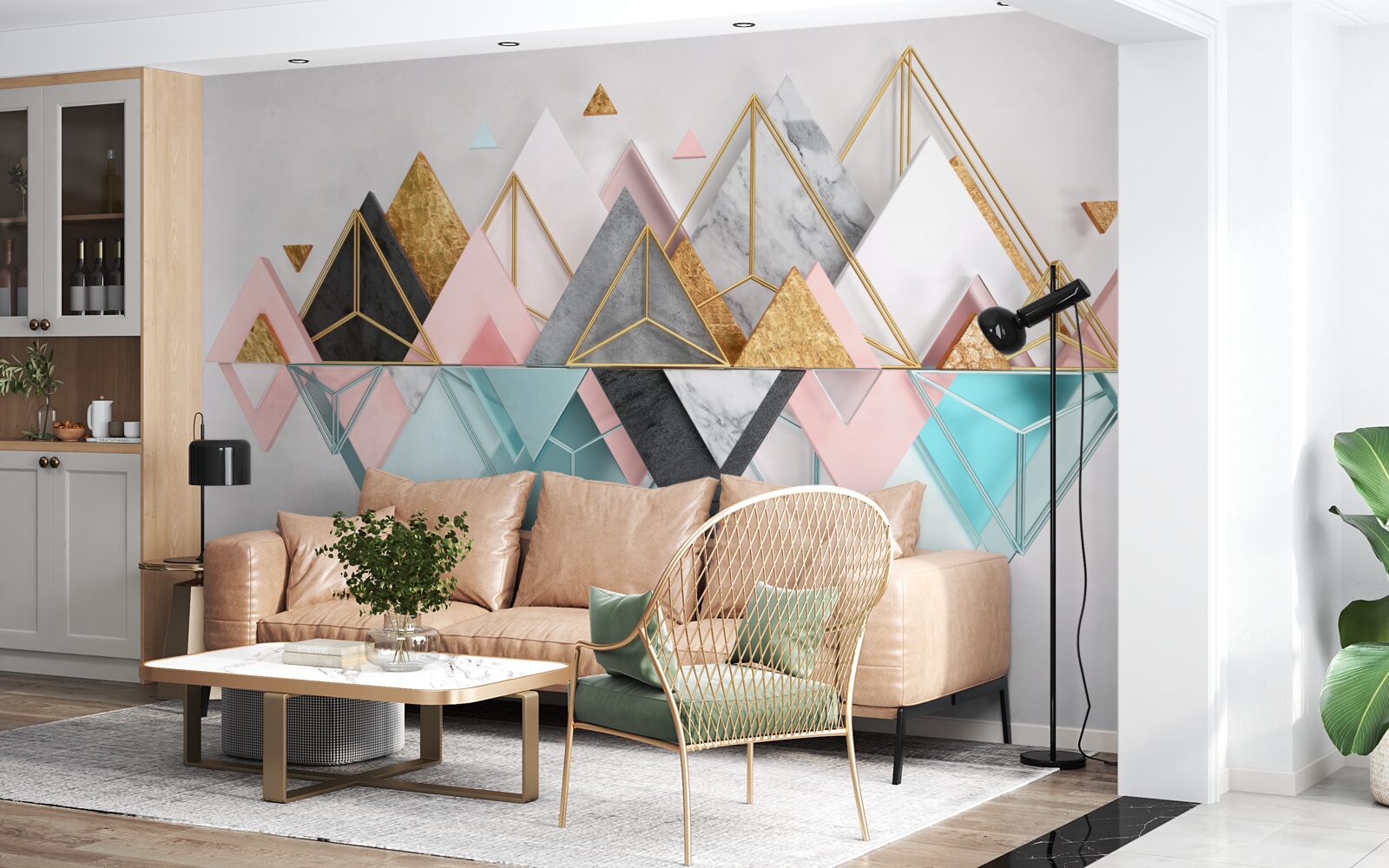 Fototapeta abstrakcyjne obrazy w postaci wielobarwnych trójkątów