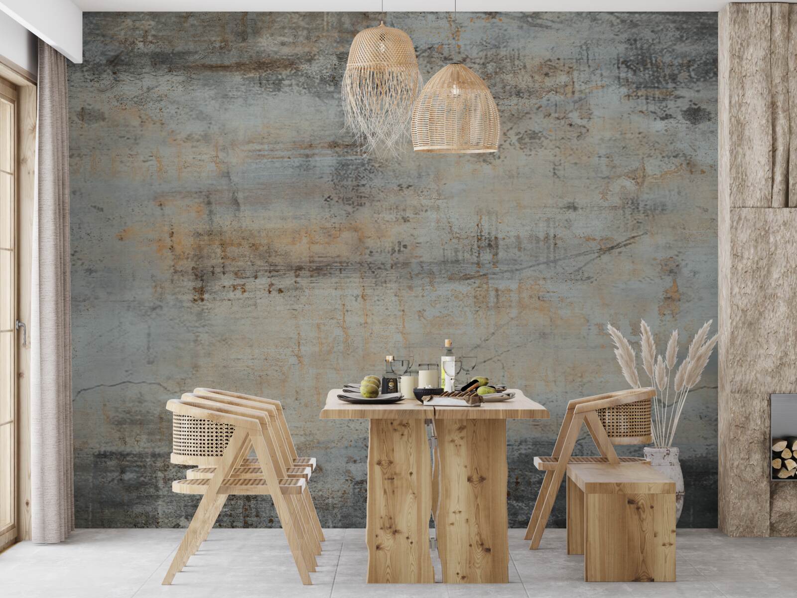 Fototapeta szara ściana, zniszczona przez czas