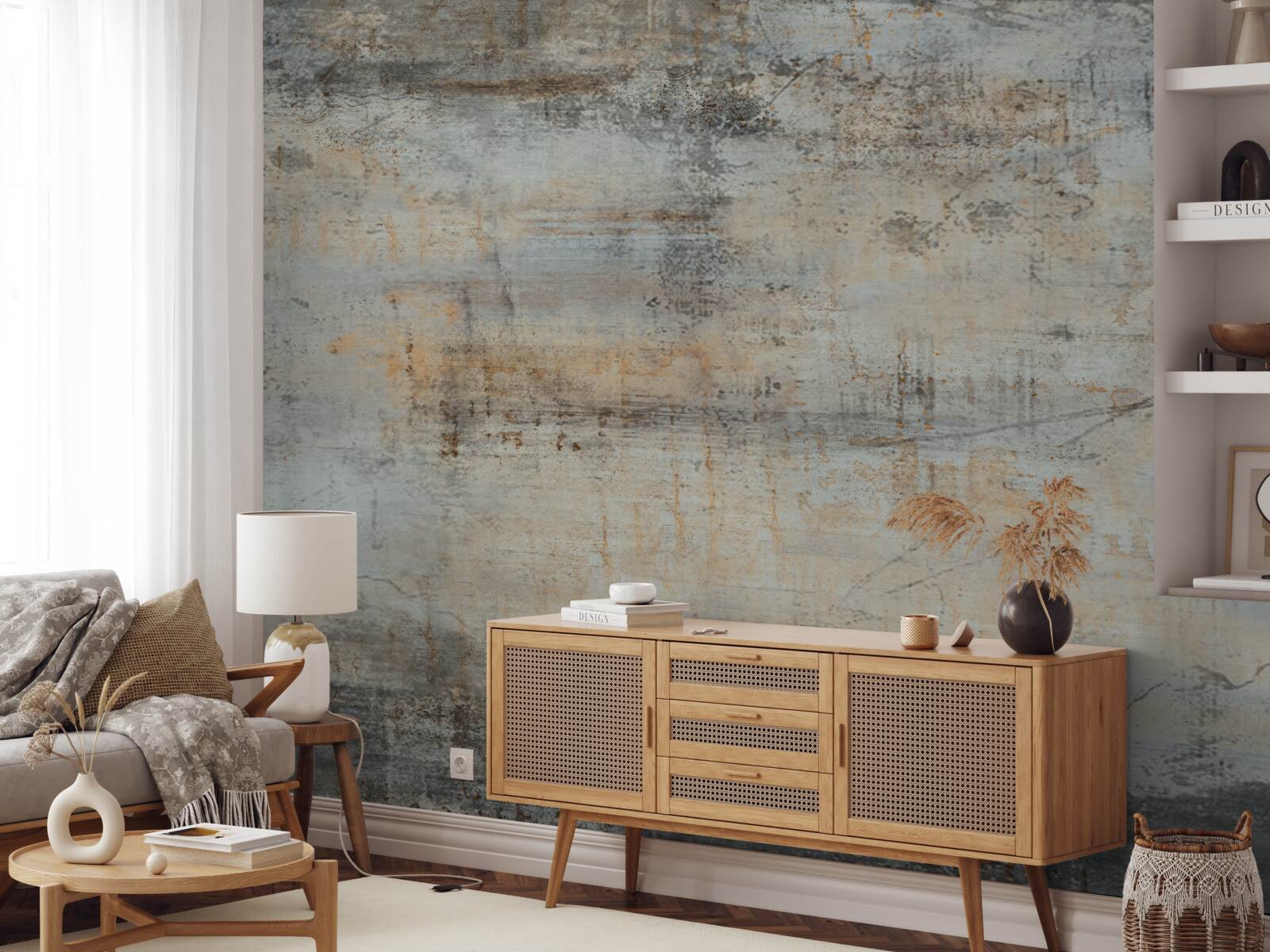 Fototapeta szara ściana, zniszczona przez czas