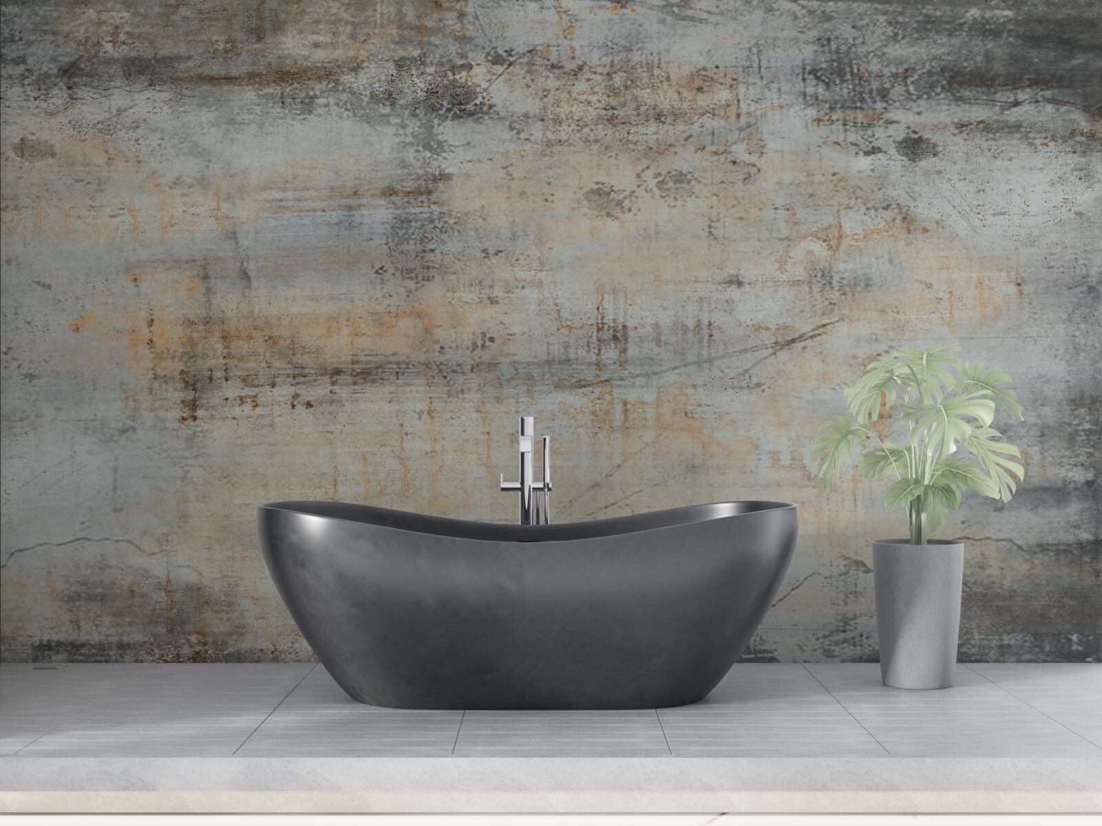 Fototapeta szara ściana, zniszczona przez czas