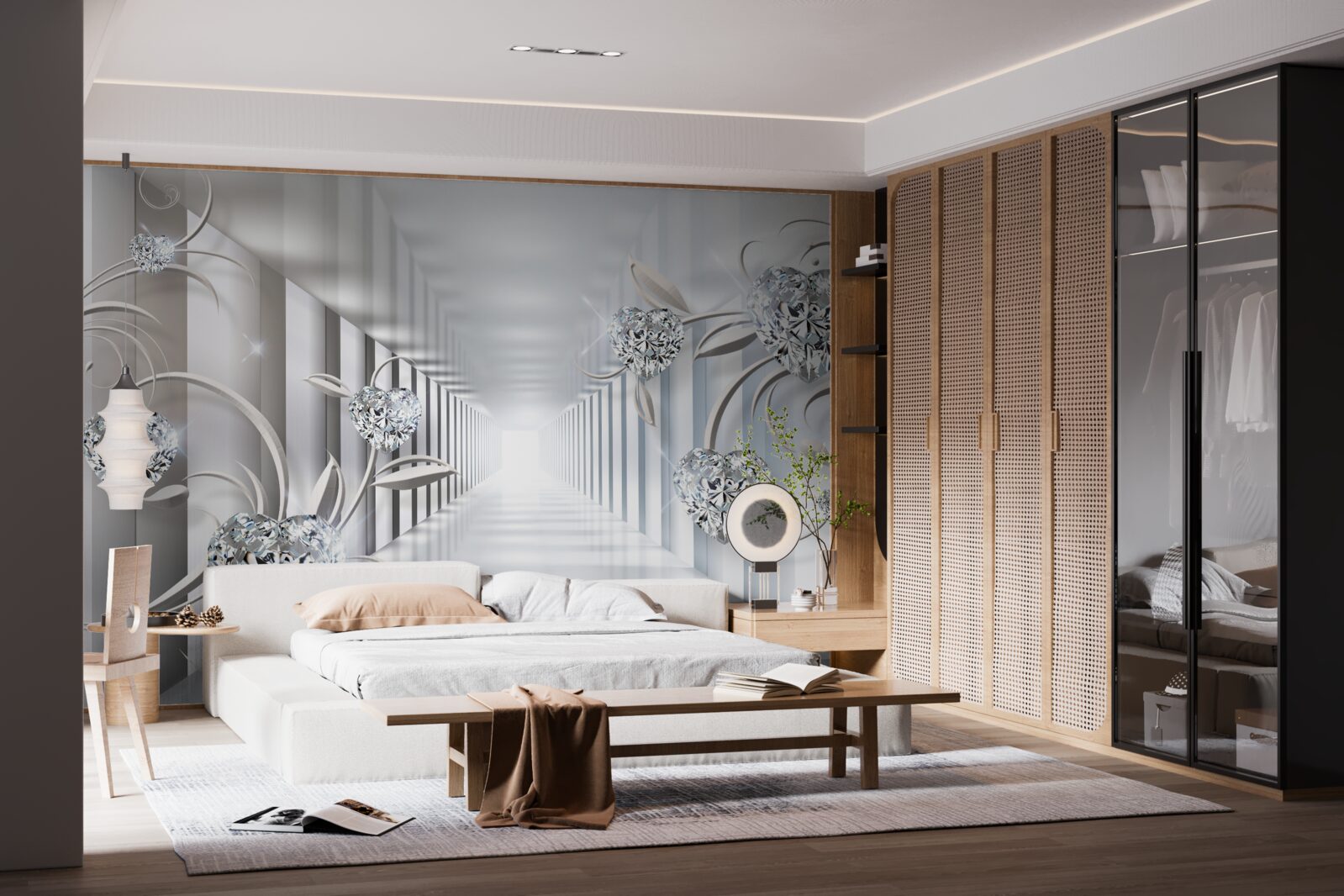 Fototapeta niezmiennie białe, niekończące się przejście