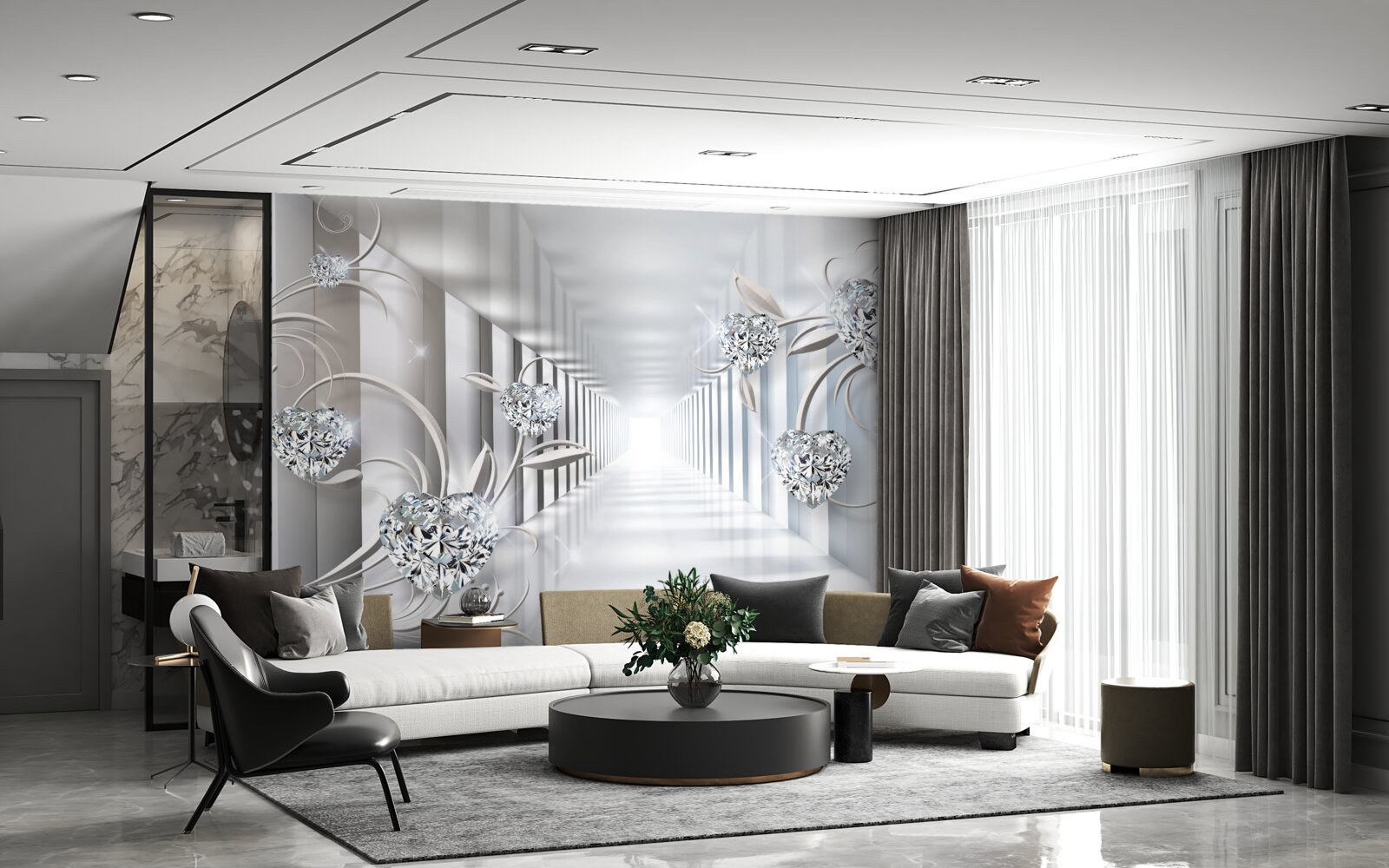 Fototapeta niezmiennie białe, niekończące się przejście