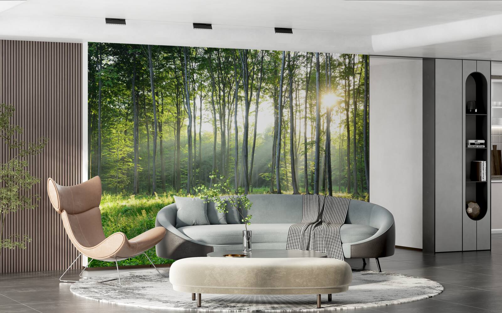 Fototapeta miejsce na łonie natury z widokiem na poranne słońce w lesie