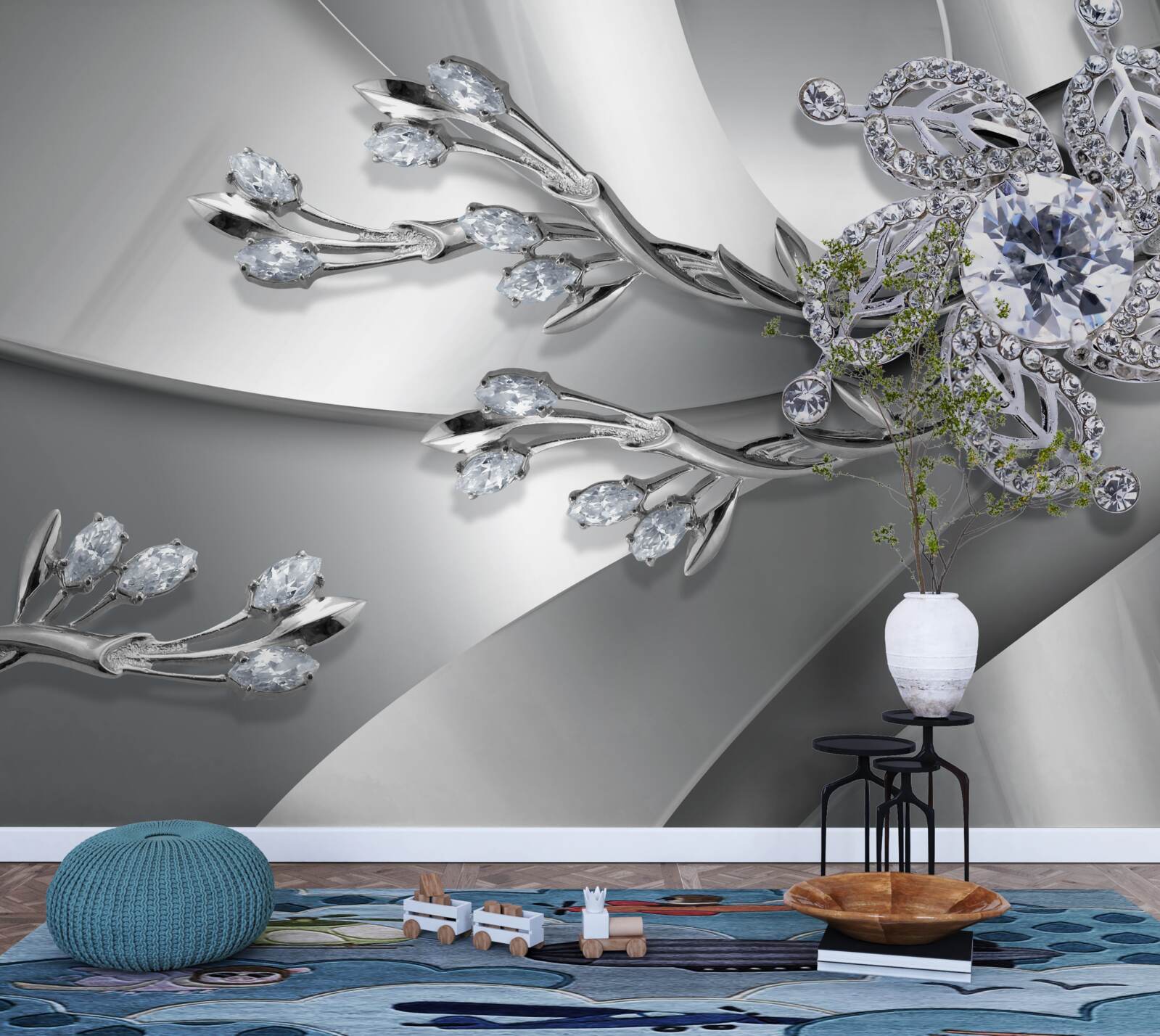 Fototapeta pączek i gałęzie wykonane z kamieni