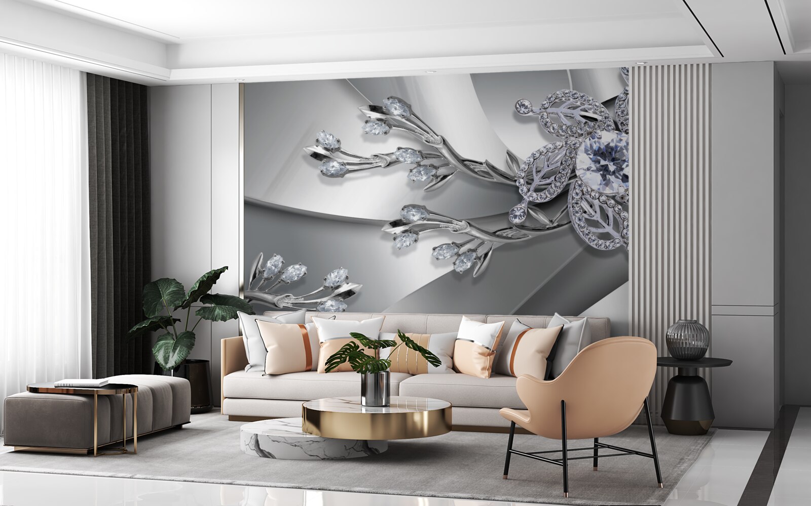 Fototapeta pączek i gałęzie wykonane z kamieni