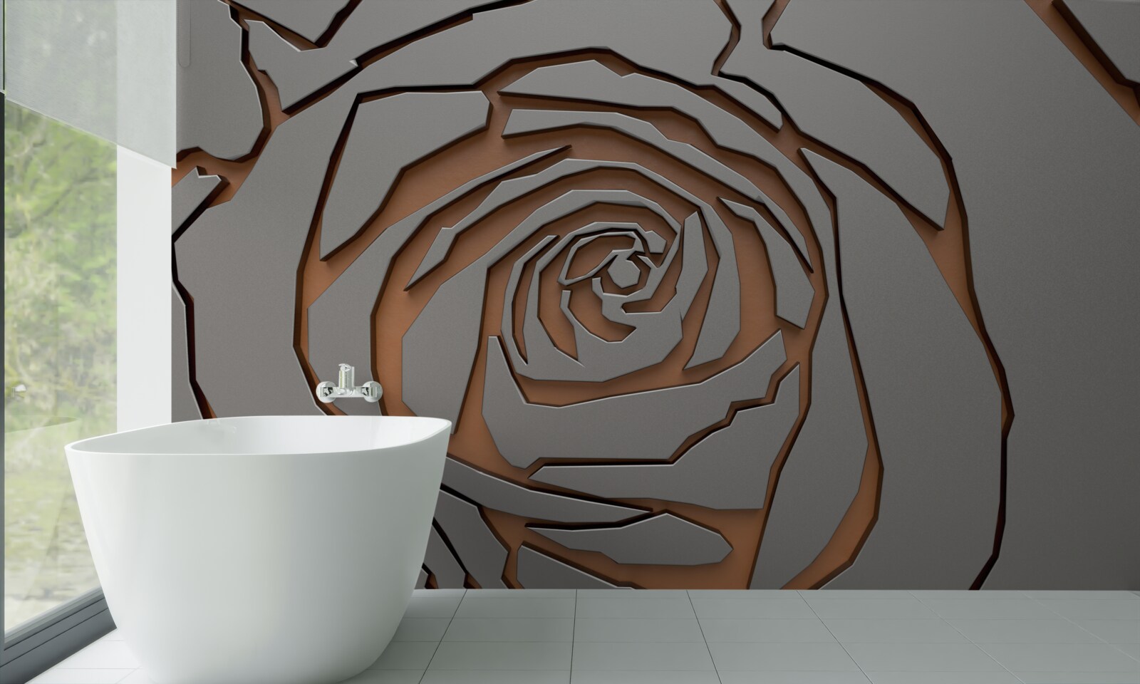 Fototapeta na ścianie podświetlona jest jedna duża róża