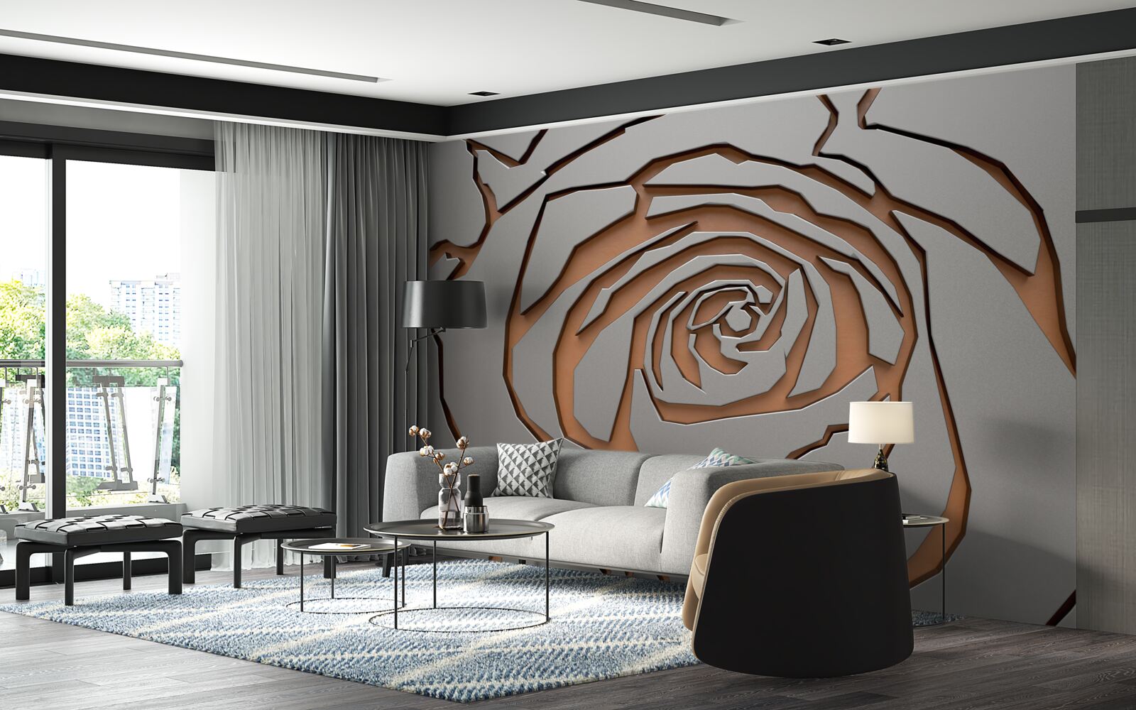 Fototapeta na ścianie podświetlona jest jedna duża róża