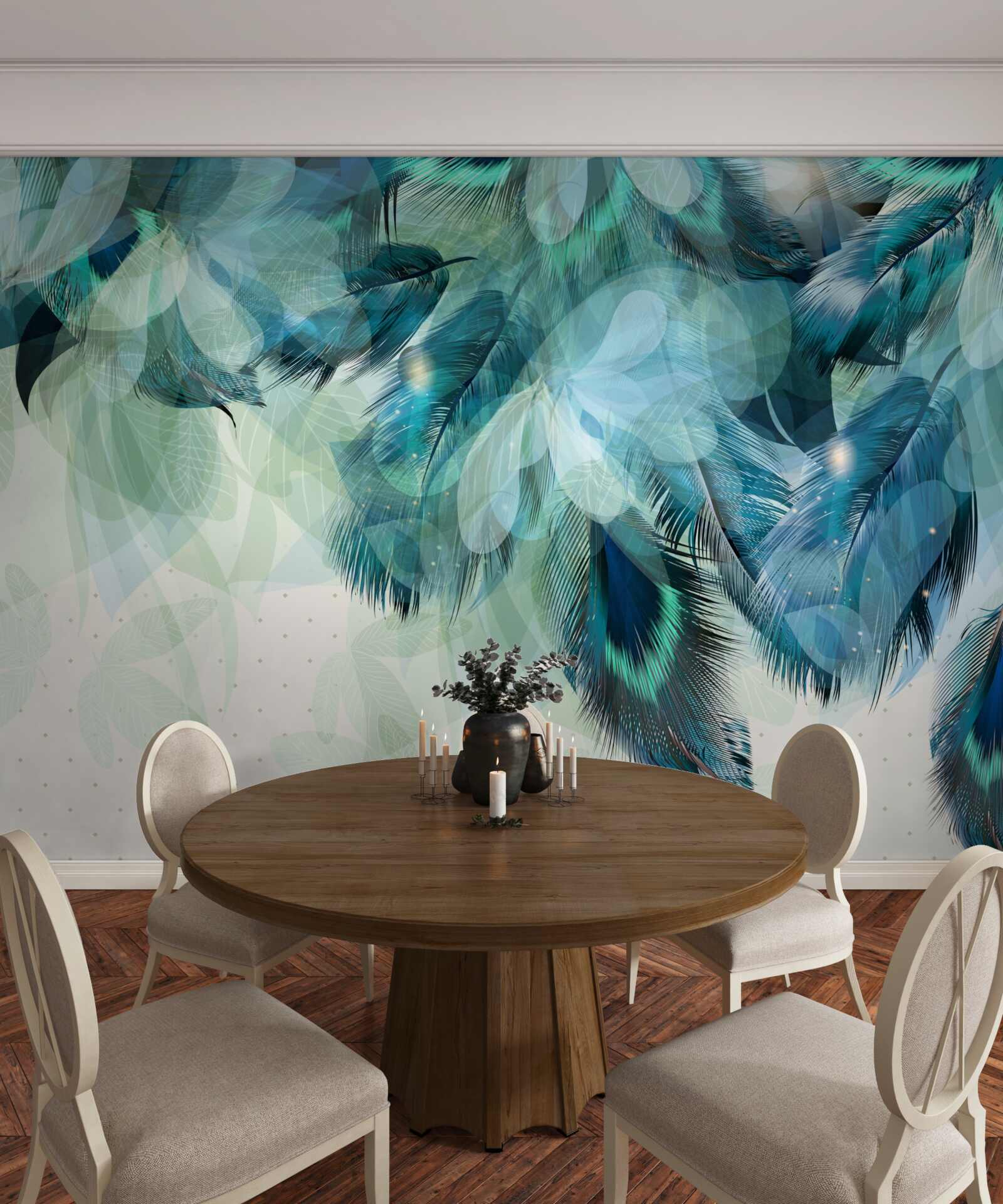 Fototapeta pawie pióra w odcieniu turkusu