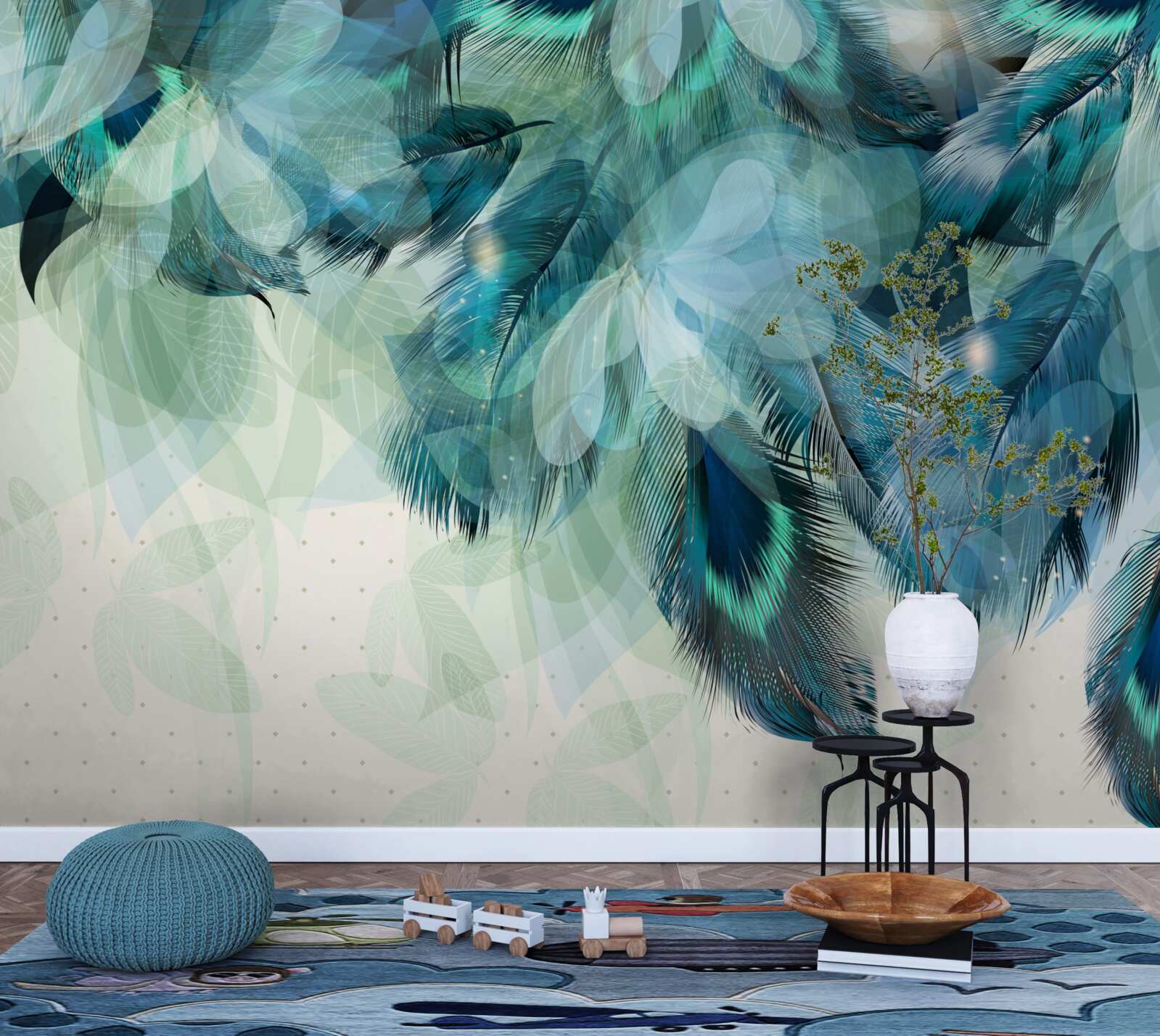 Fototapeta pawie pióra w odcieniu turkusu