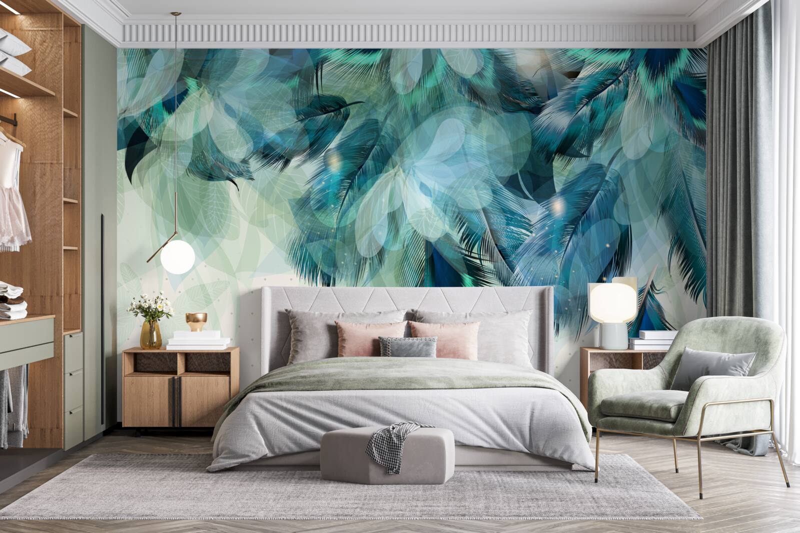 Fototapeta pawie pióra w odcieniu turkusu