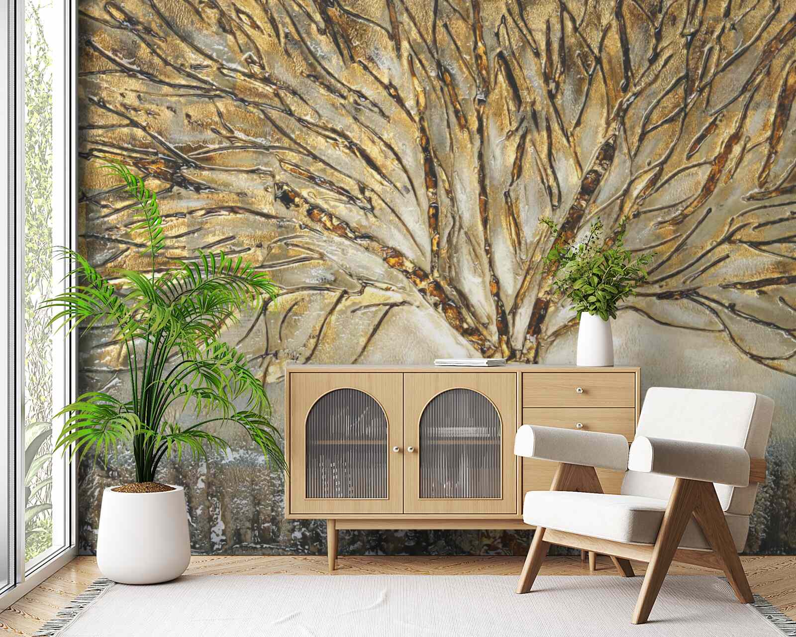 Fototapeta drzewo nagie ze złotem