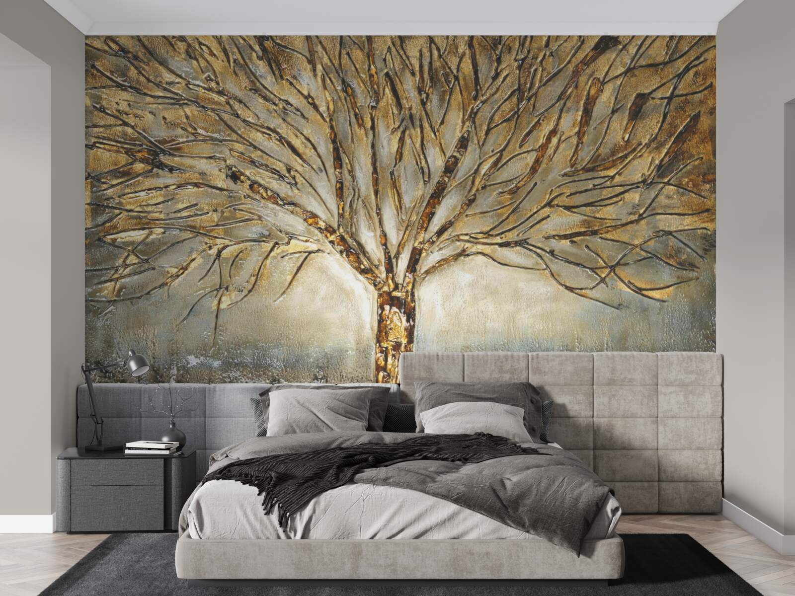 Fototapeta drzewo nagie ze złotem