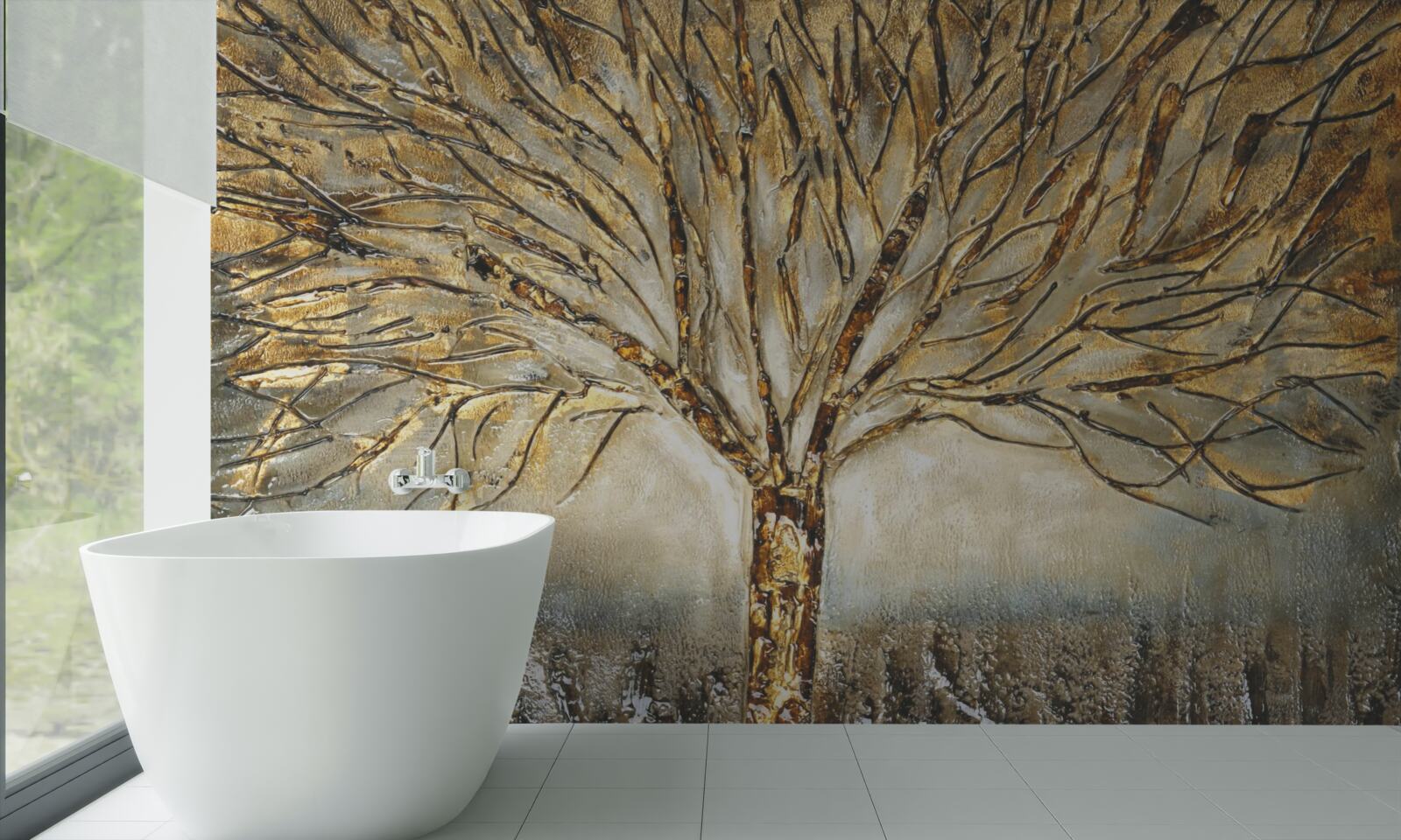 Fototapeta drzewo nagie ze złotem