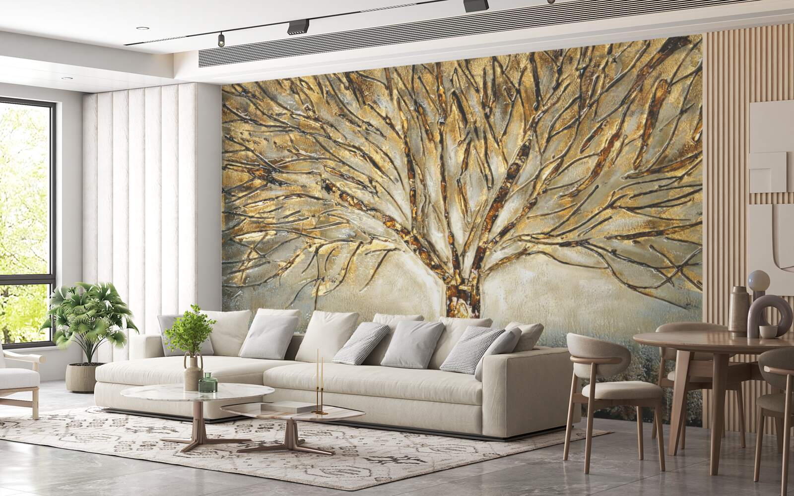 Fototapeta drzewo nagie ze złotem