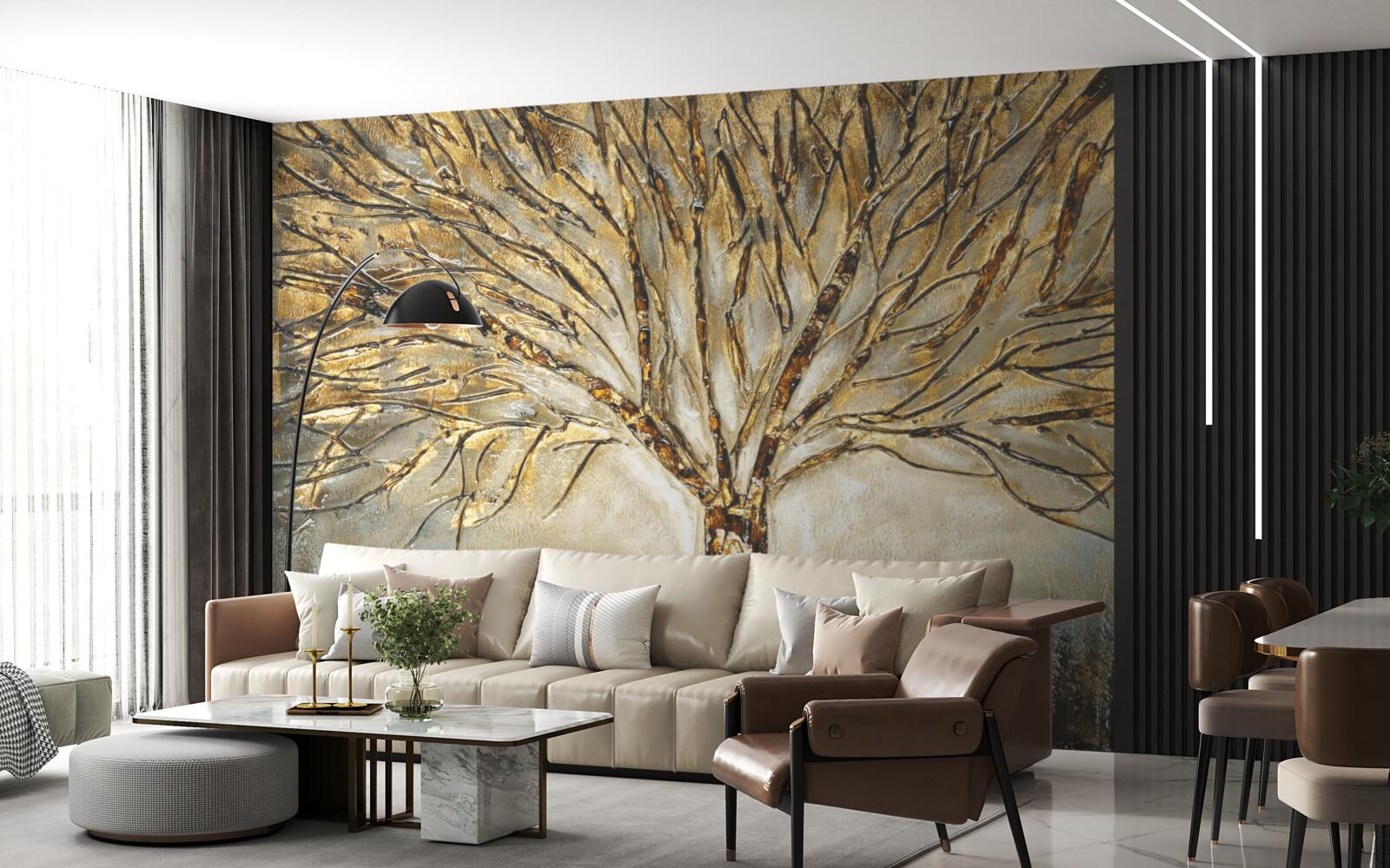 Fototapeta drzewo nagie ze złotem