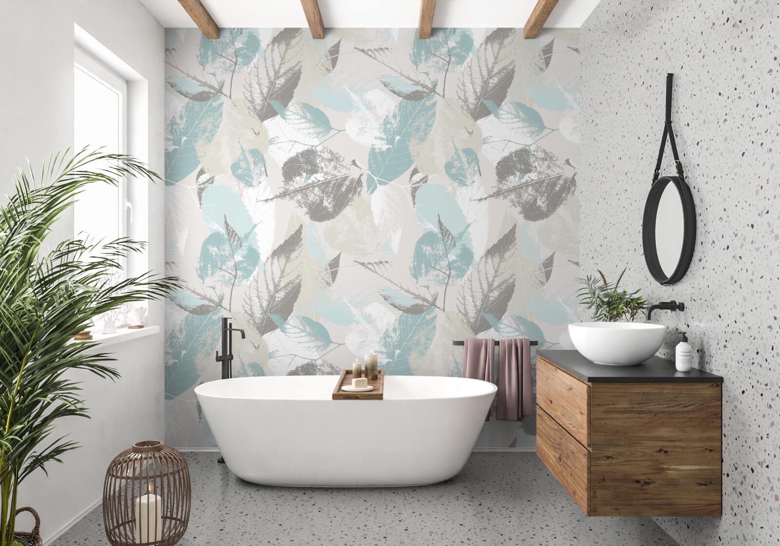 Fototapeta liście są malowane pociągnięciami pędzla