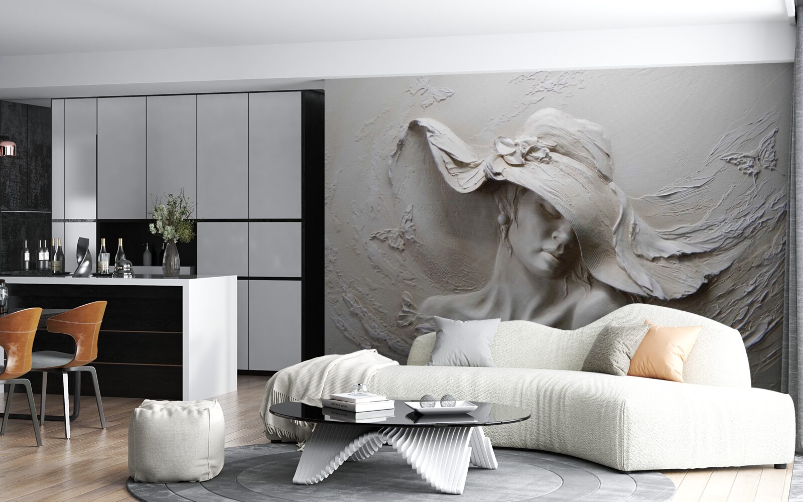 Fototapeta na ścianie wyrzeźbiony wizerunek dziewczynki w kapeluszu