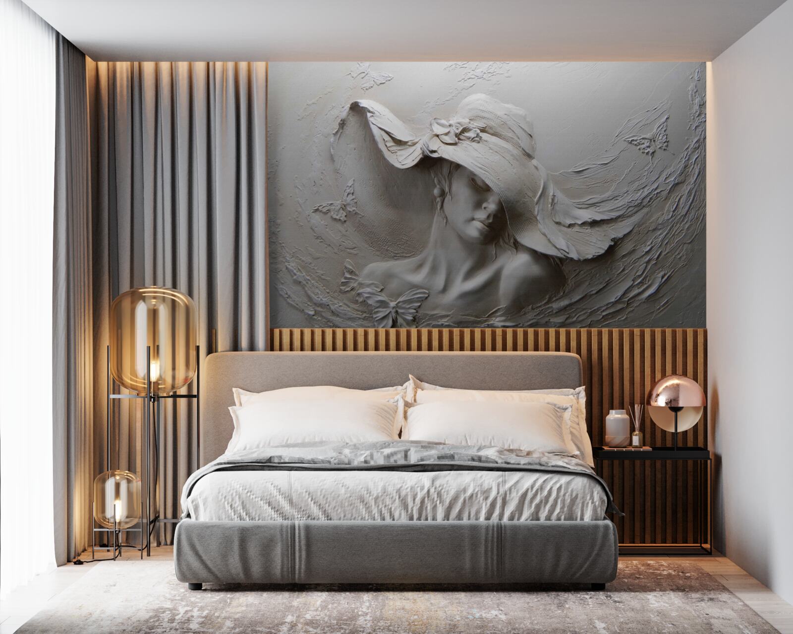 Fototapeta na ścianie wyrzeźbiony wizerunek dziewczynki w kapeluszu