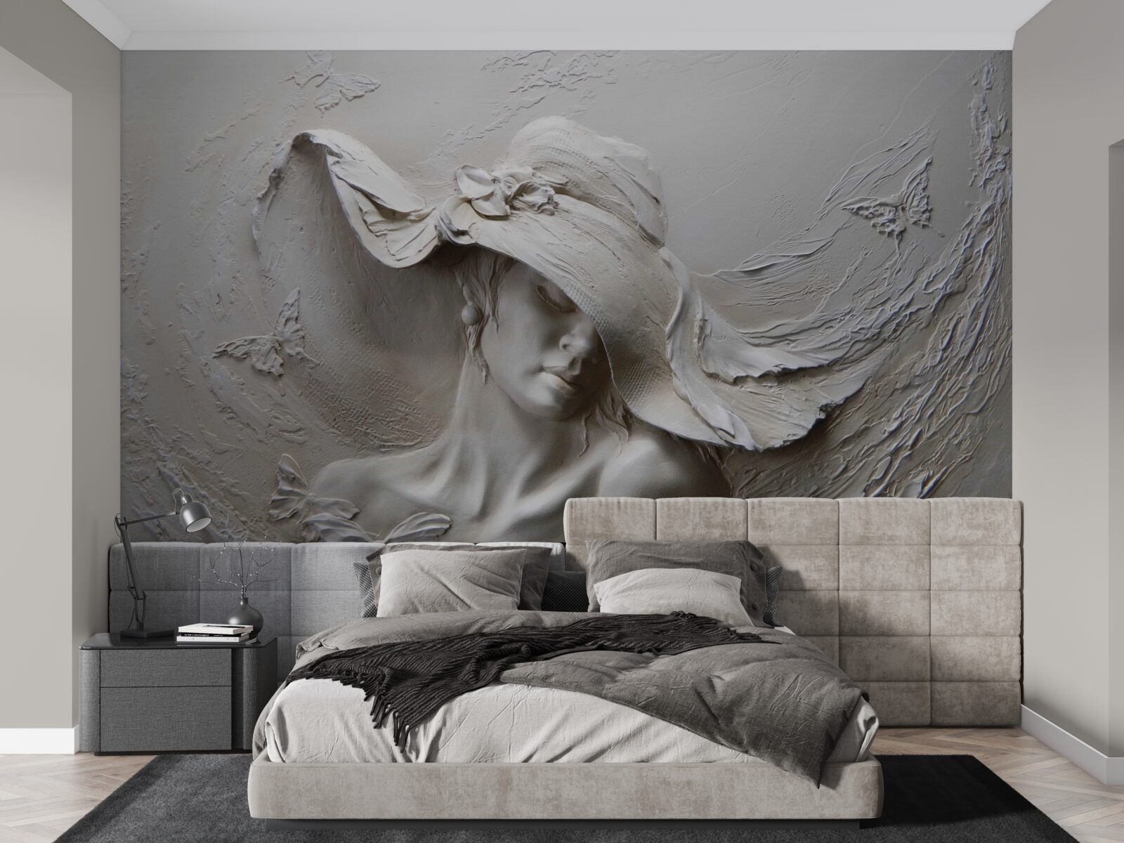 Fototapeta na ścianie wyrzeźbiony wizerunek dziewczynki w kapeluszu