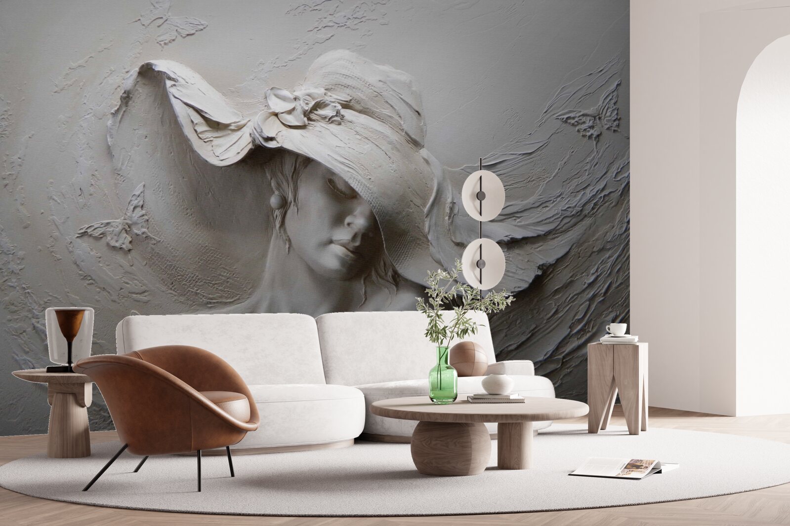 Fototapeta na ścianie wyrzeźbiony wizerunek dziewczynki w kapeluszu