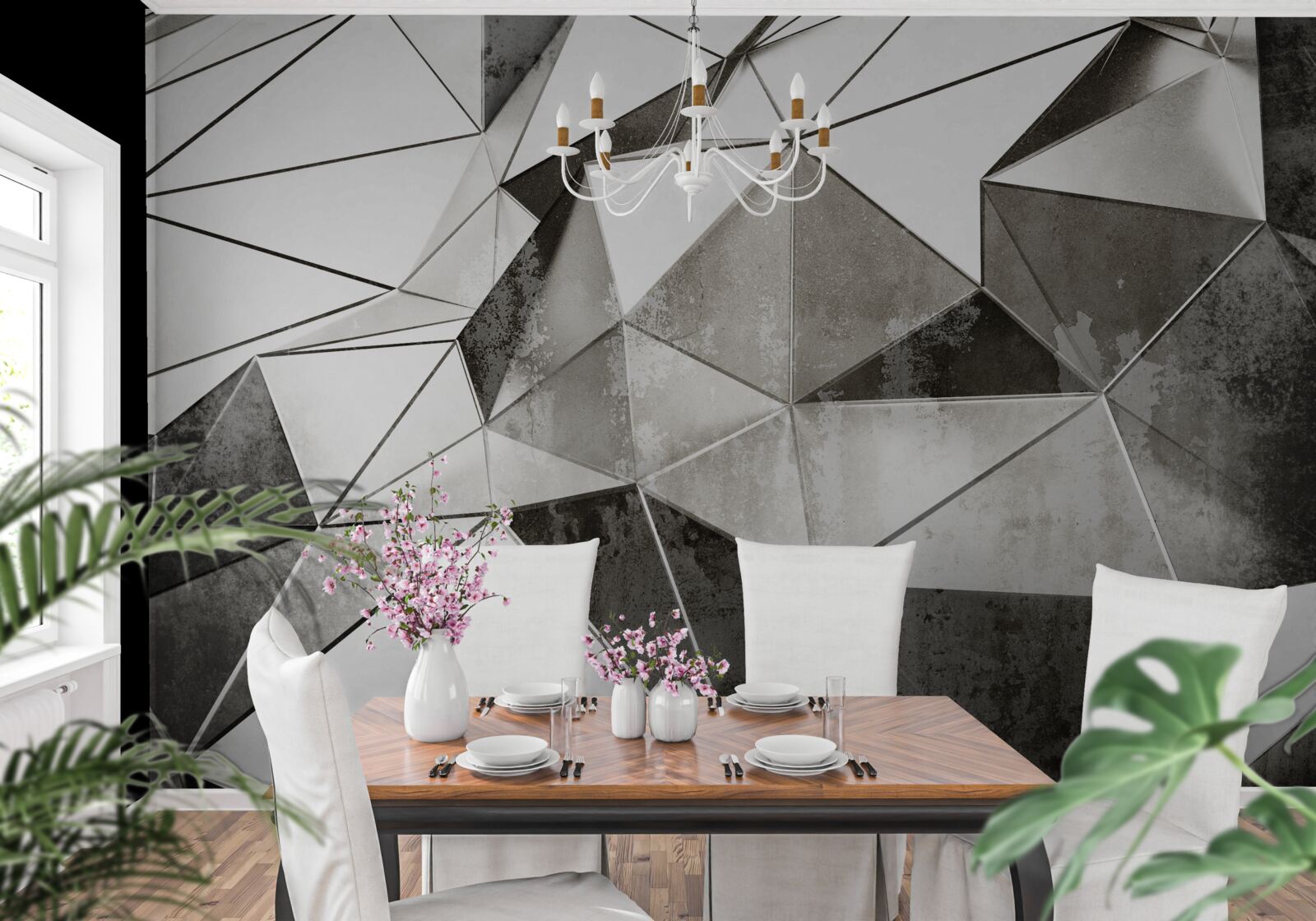 Fototapeta streszczenie czarno-białe tło w stylu geometrycznym