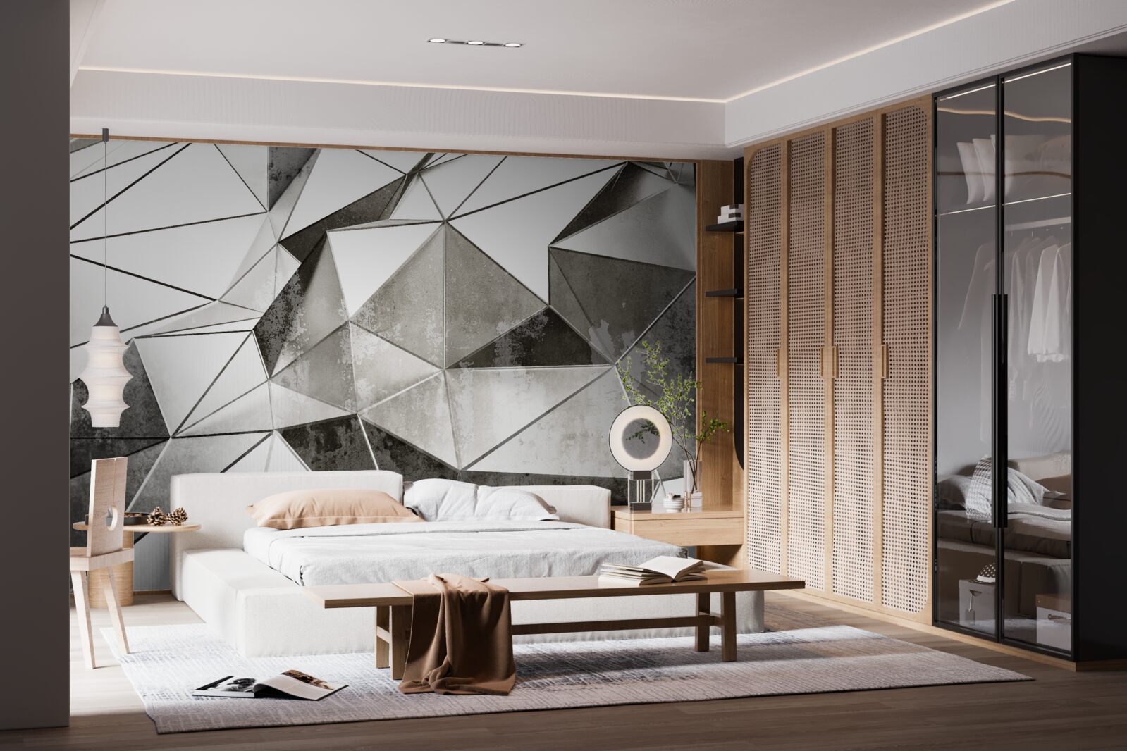 Fototapeta streszczenie czarno-białe tło w stylu geometrycznym