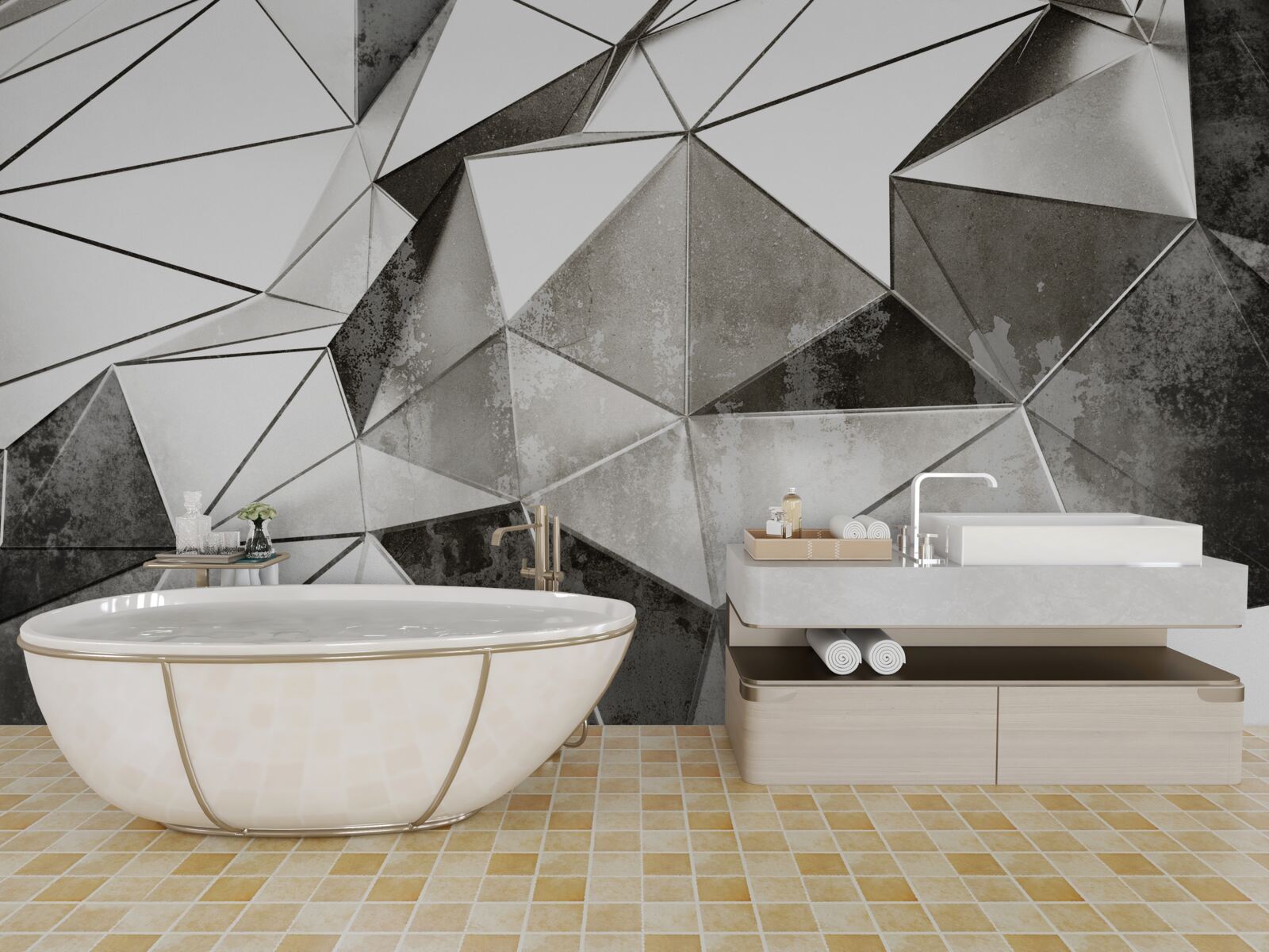 Fototapeta streszczenie czarno-białe tło w stylu geometrycznym